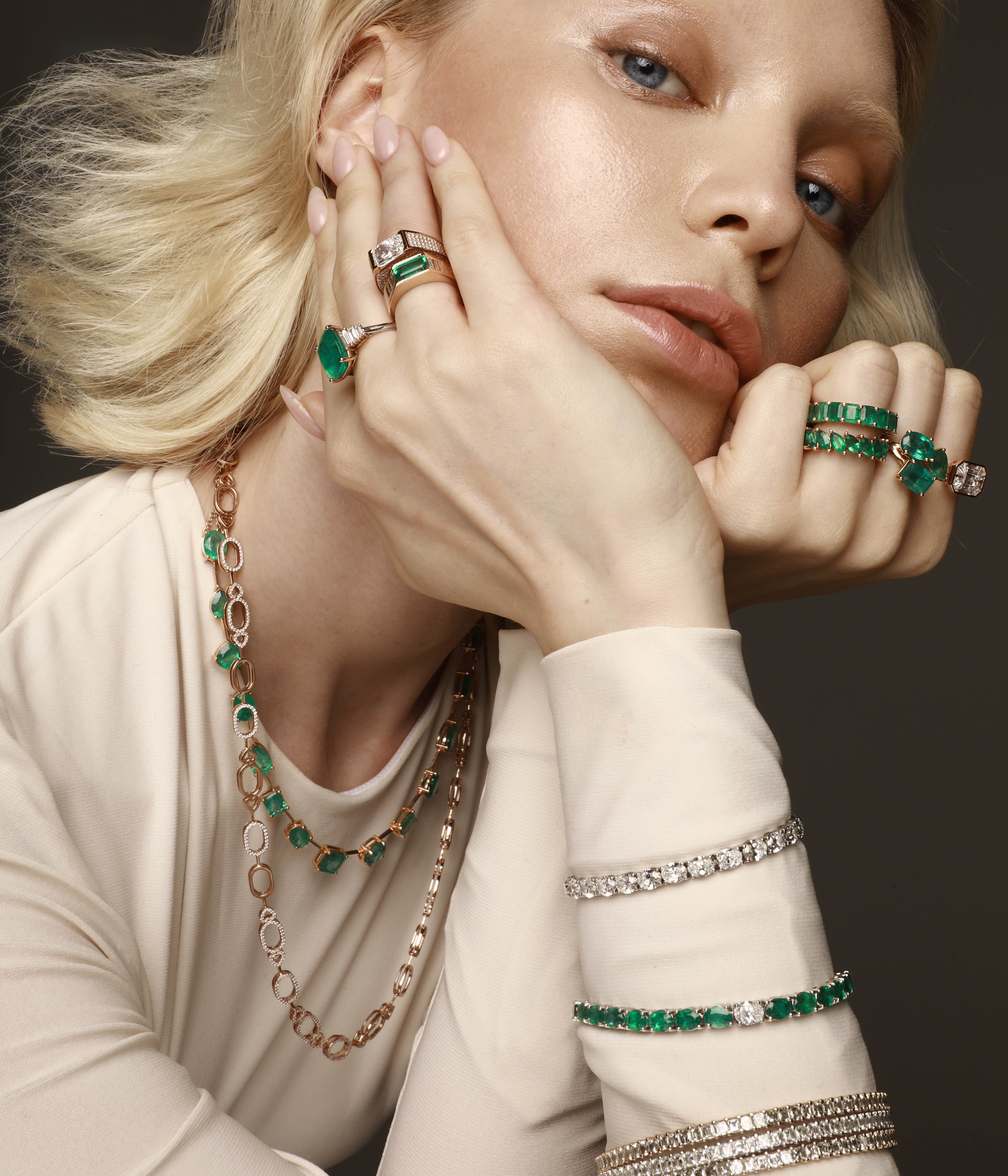 Diamond Oval And Heart Links Necklace