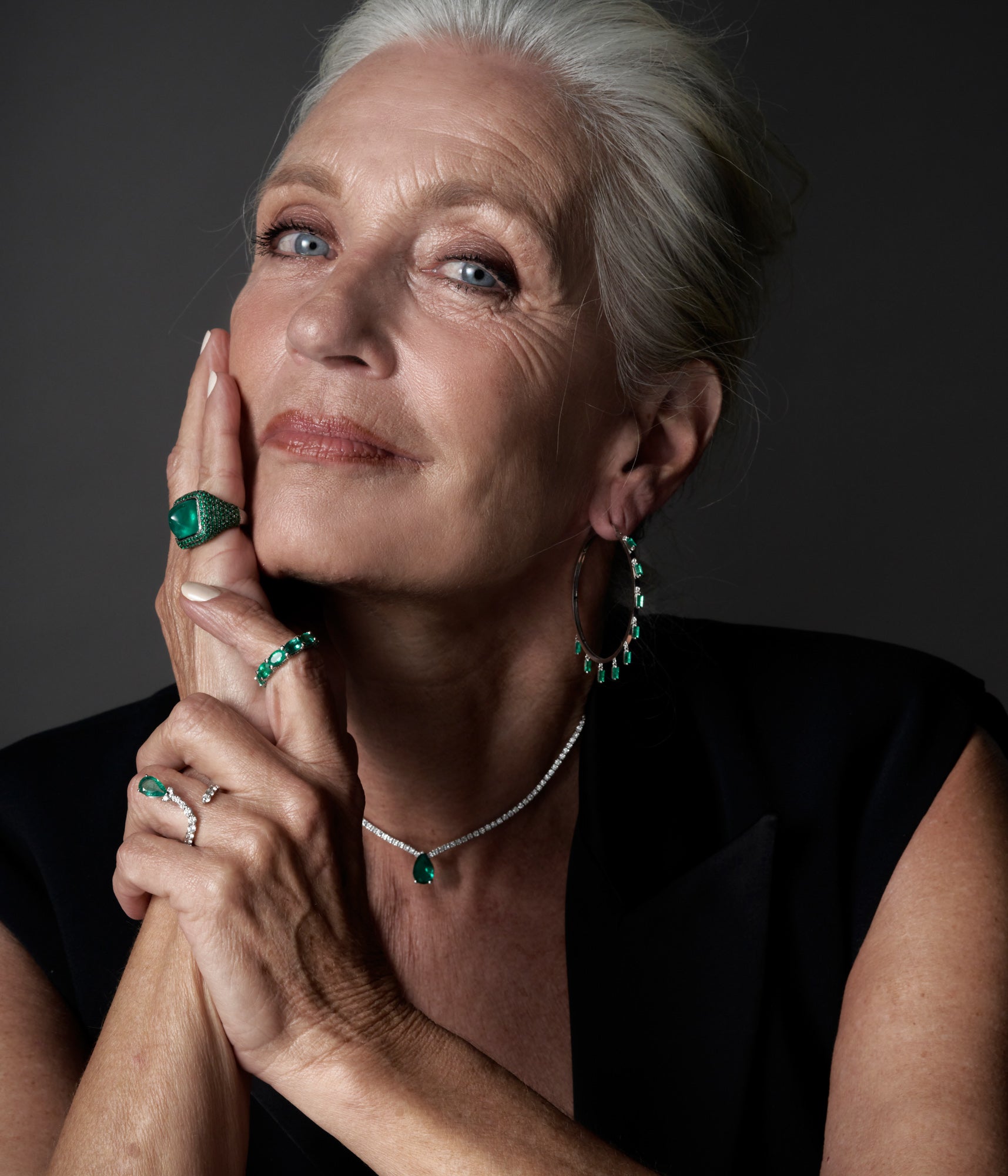 Emerald Hoop Earrings