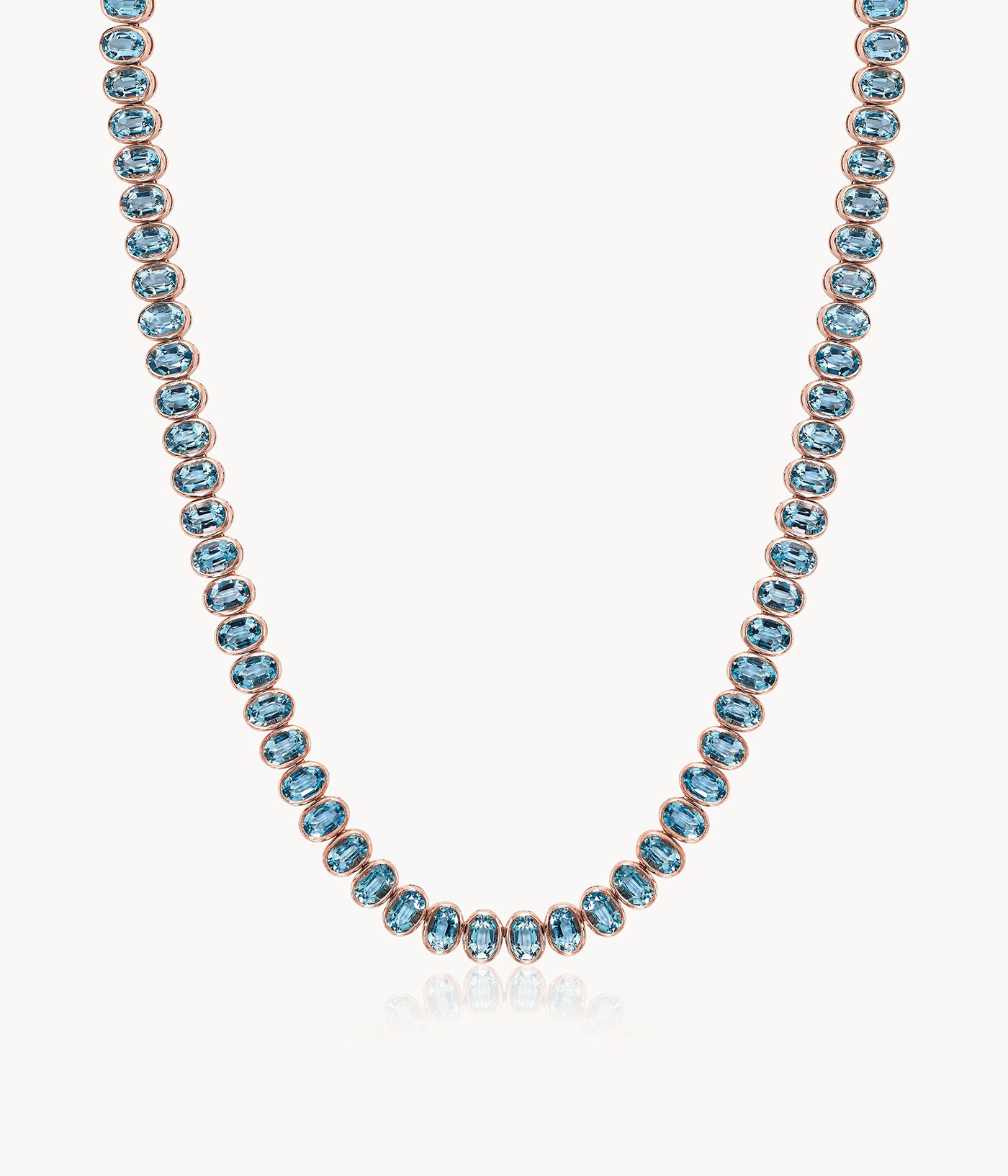 Oval Aquamarine Tennis Necklace