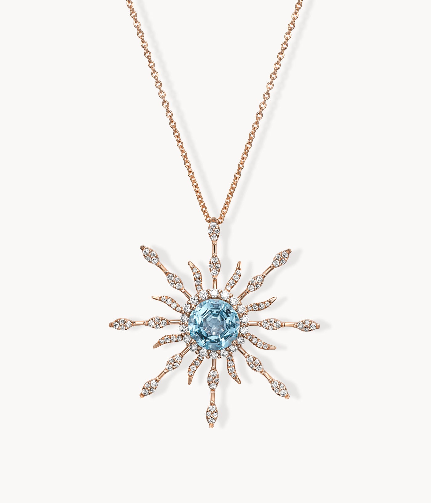 Aquamarine & Diamond Sun Necklace