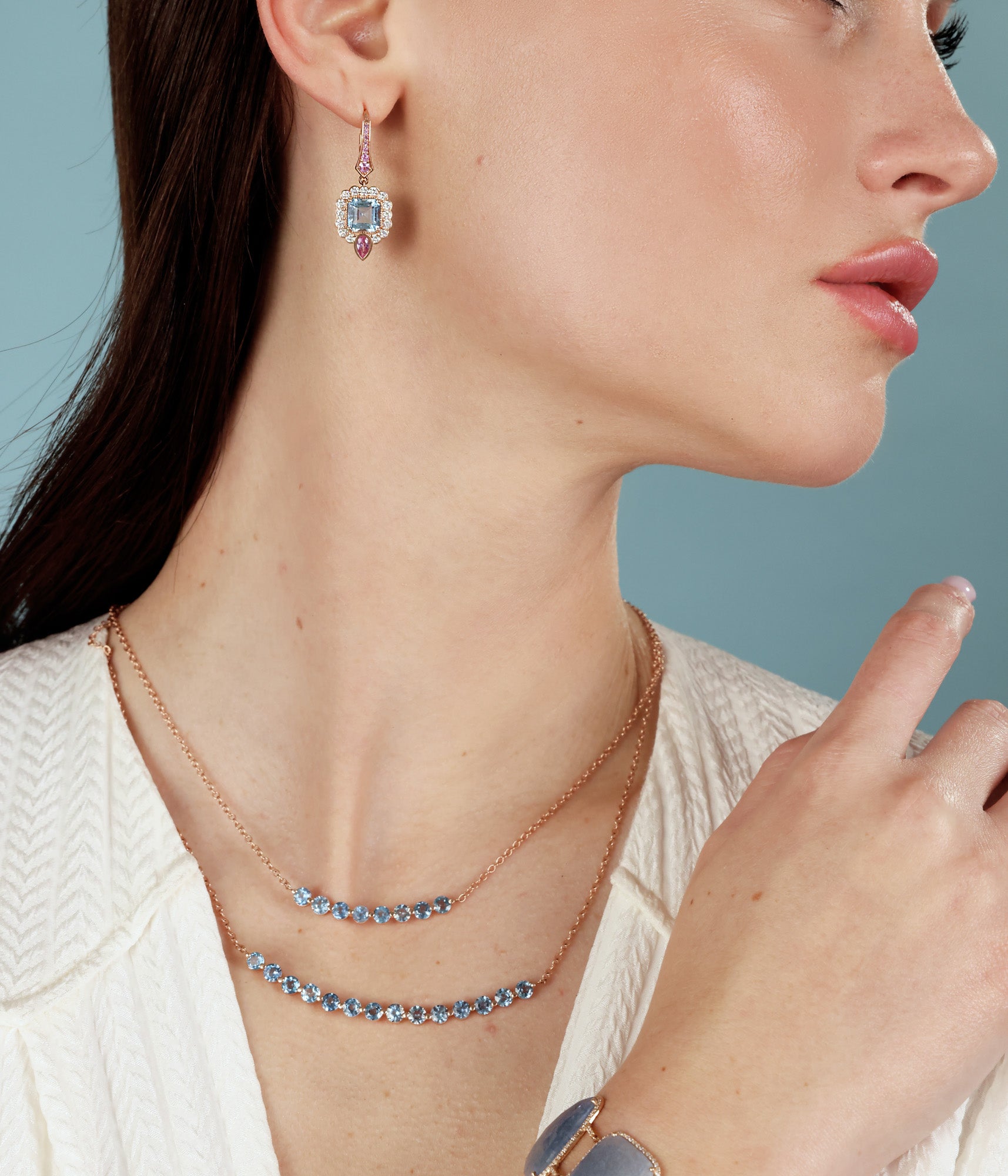 Aquamarin And Pink Sapphire Earrings