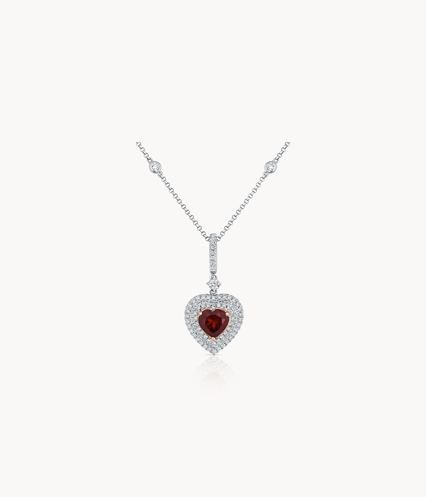 Heart Shape Garnet Necklace