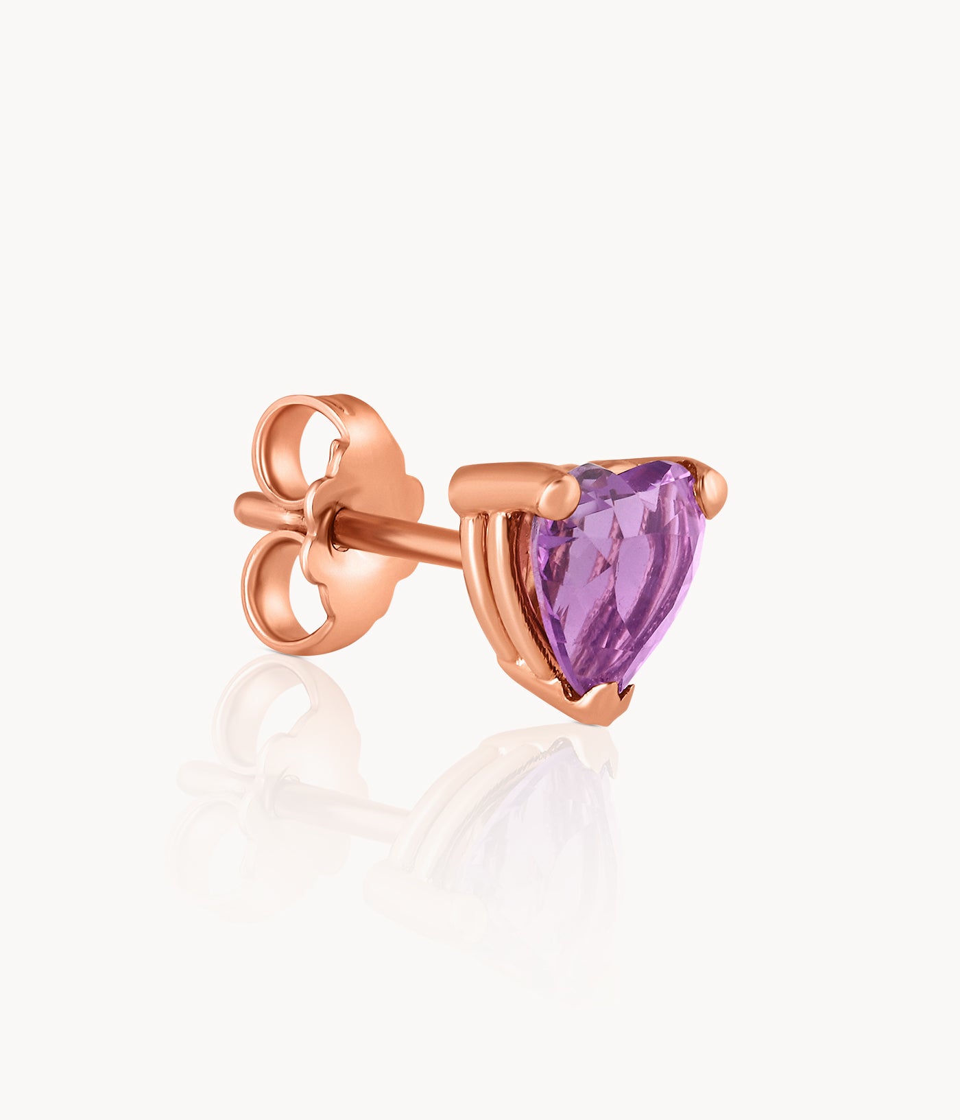 Single Amethyst Heart Earring