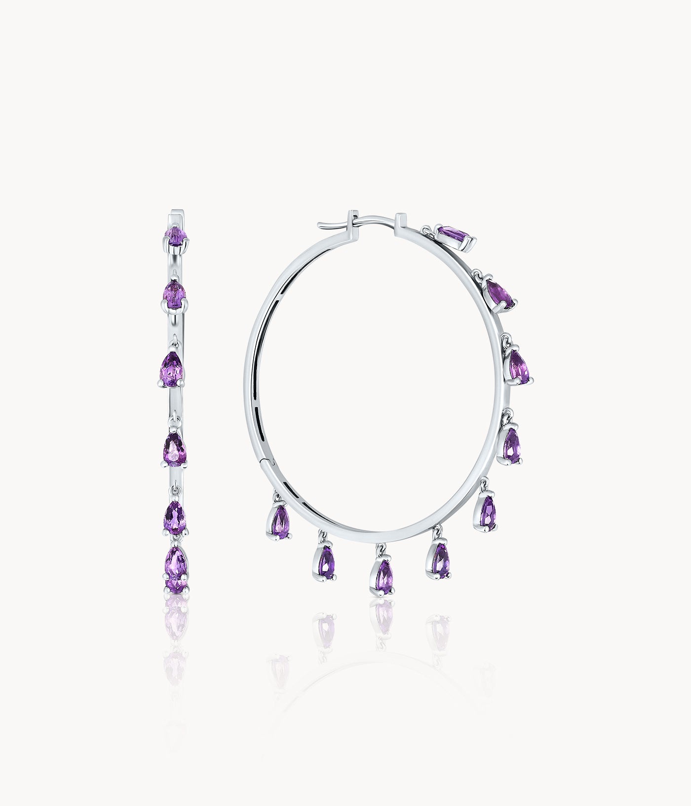 Amethyst Pear Shape Hoop Earrings