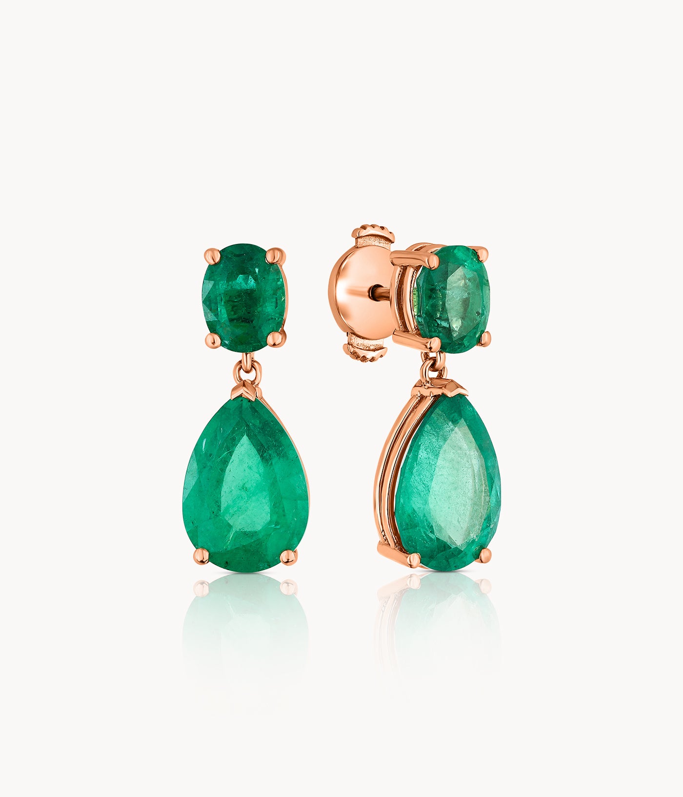 Pear And Oval Shape Emerald Earrings