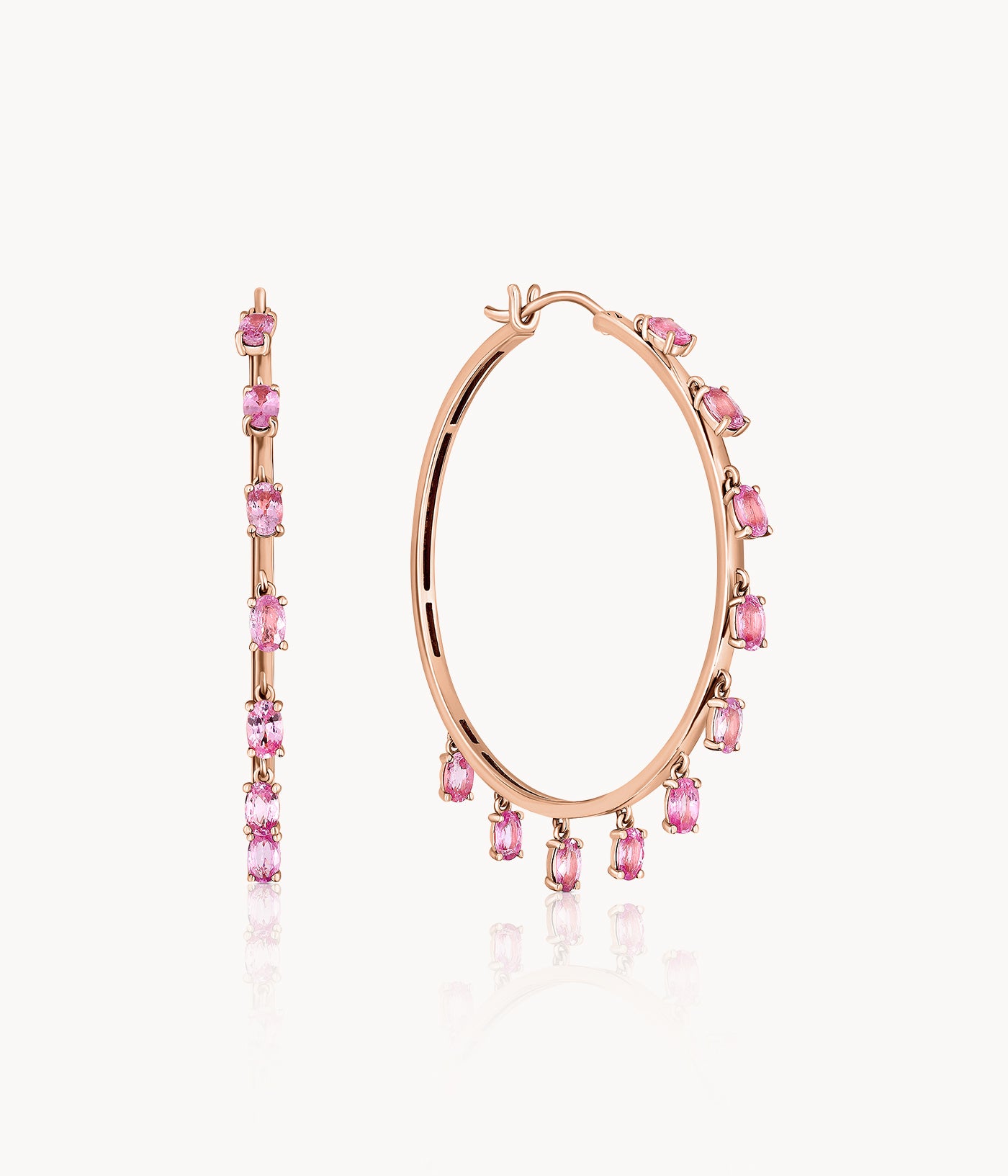 Pink Sapphire Hoop Earrings