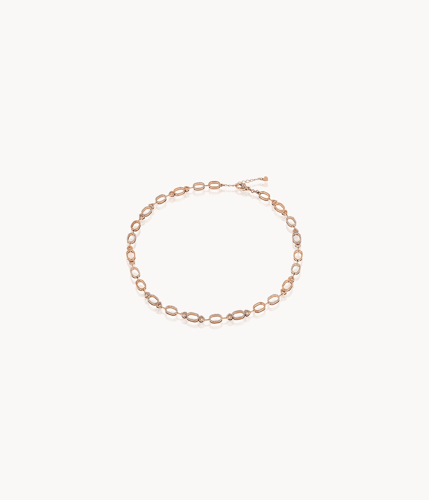 Diamond Oval And Heart Links Necklace
