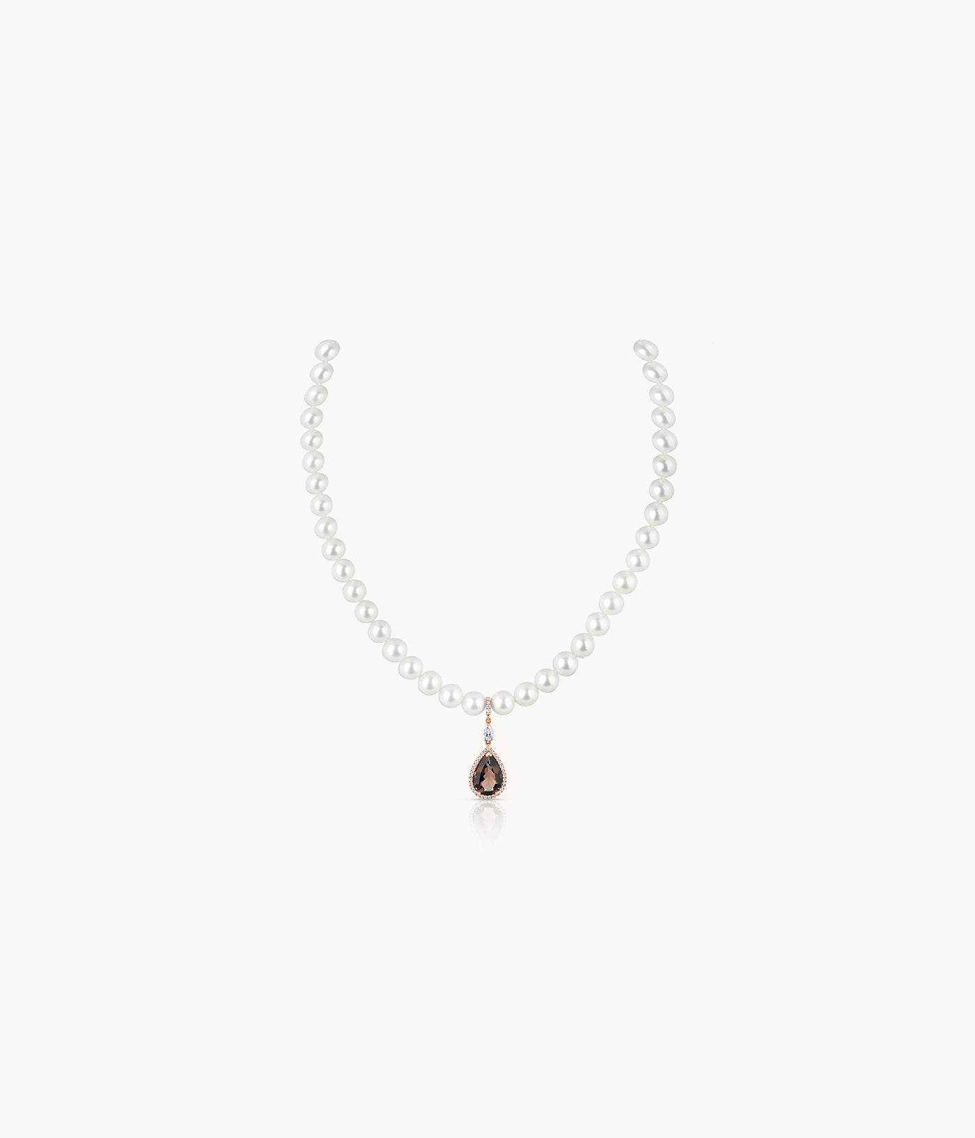 Pear Shape Smoky Quartz And Diamond Necklace