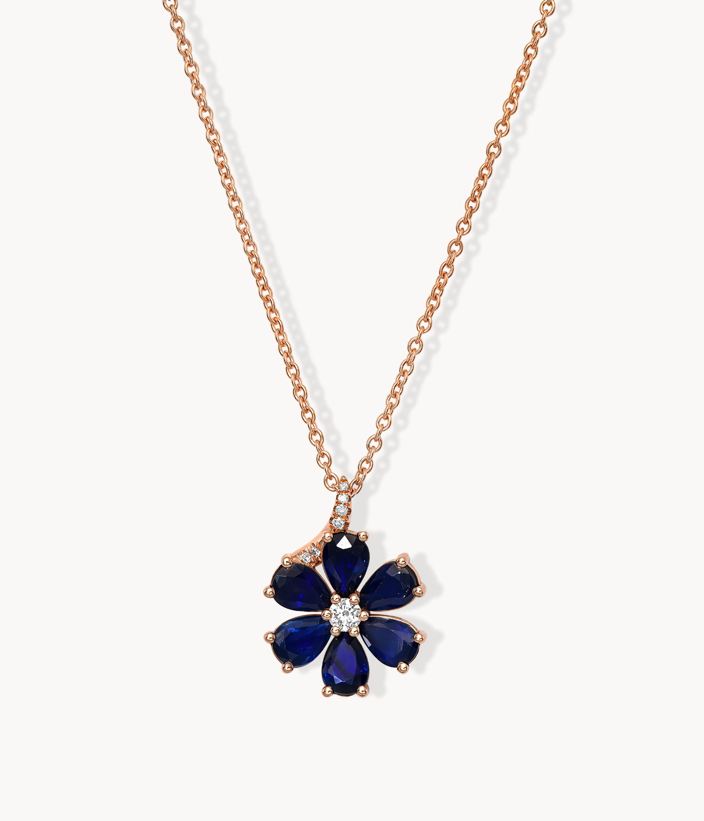 Blue Sapphire Flower Necklace