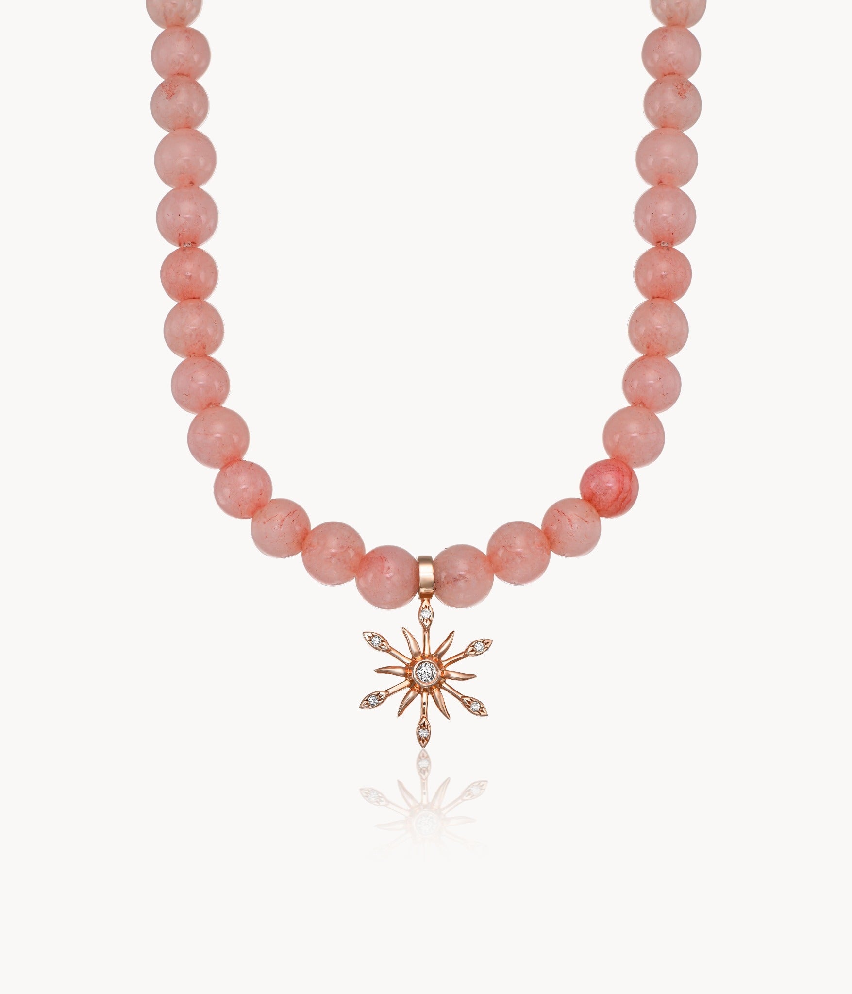 Pink Necklace with Sun Diamond Charm