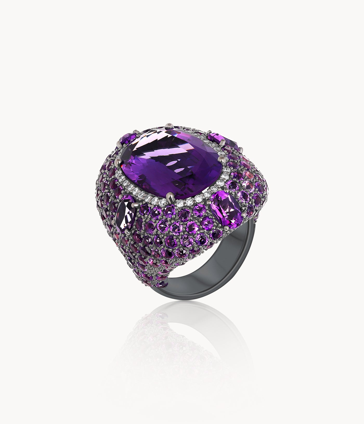 Amethyst Black Ring