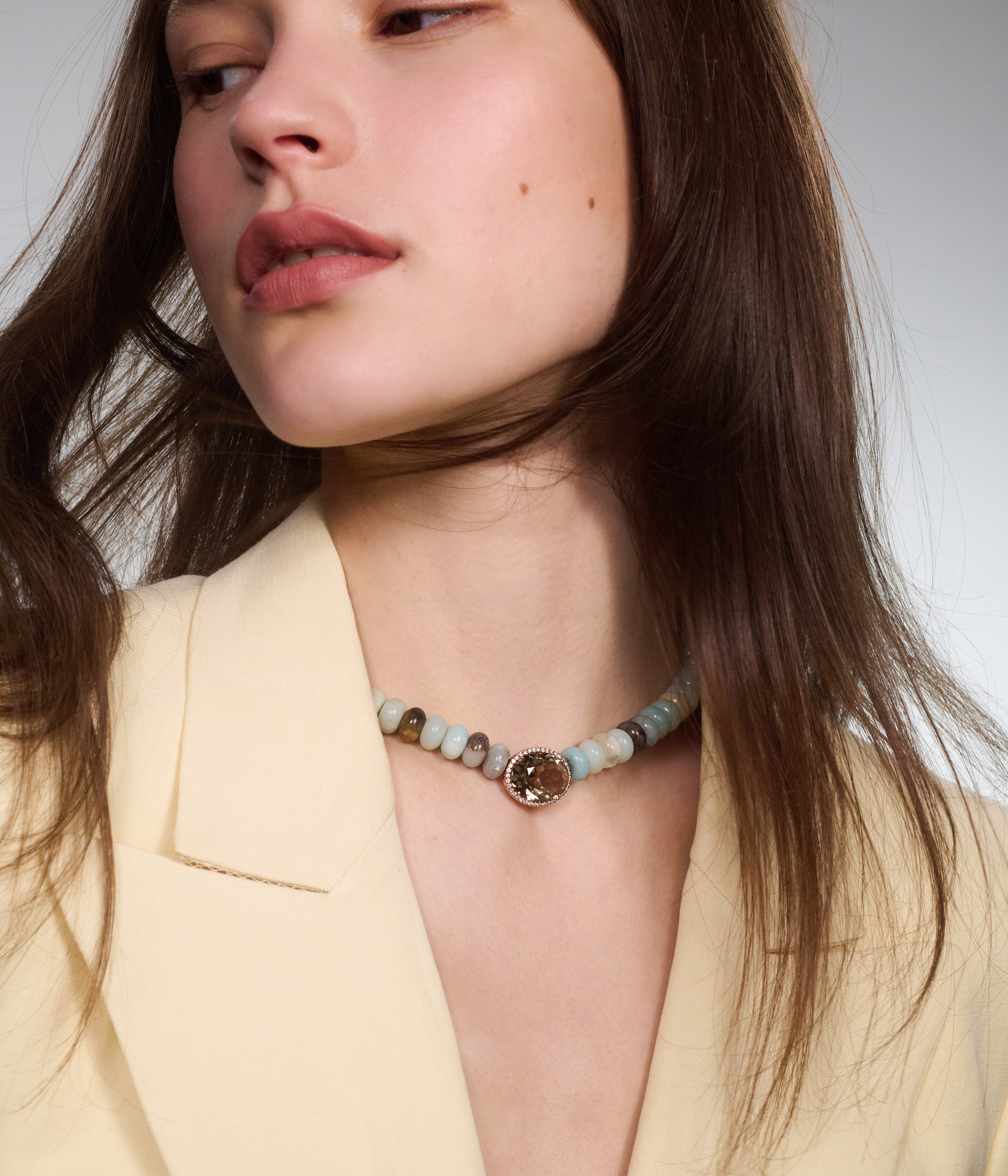 Oval Shape Smoky Quartz Necklace