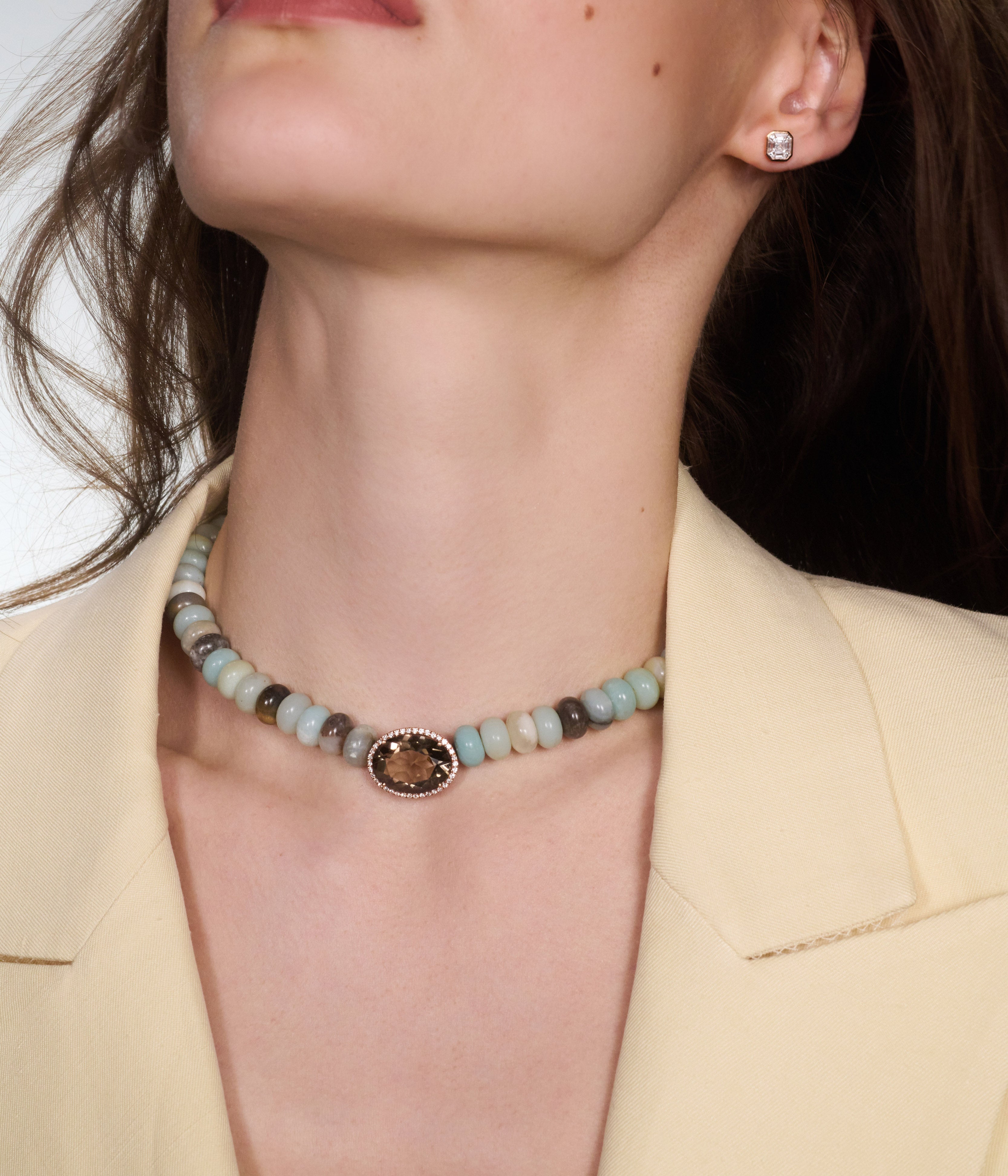 Oval Shape Smoky Quartz Necklace