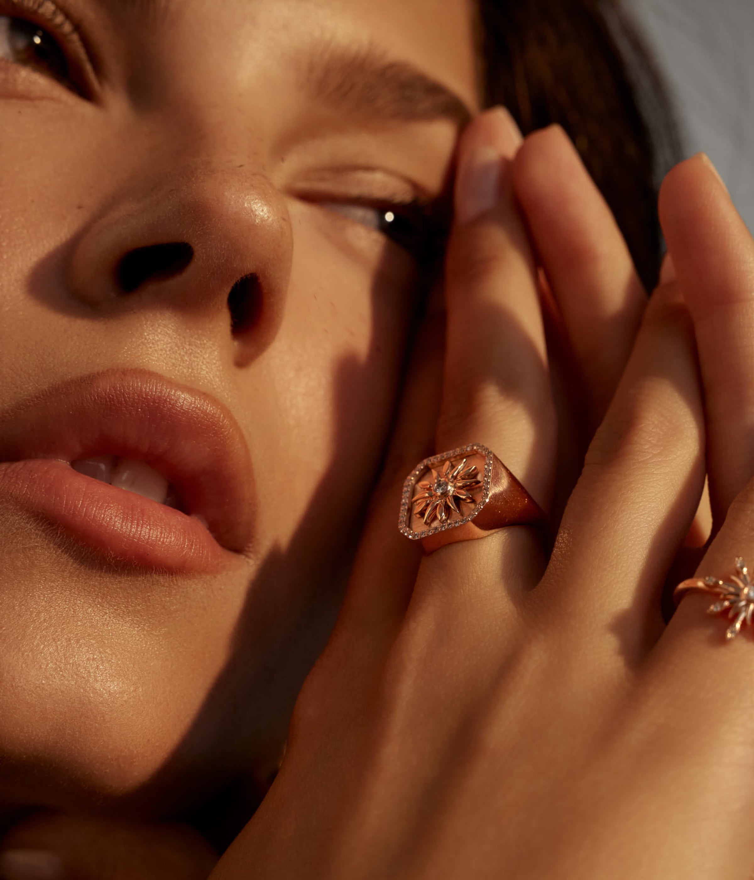 Sun Signet Diamond Ring