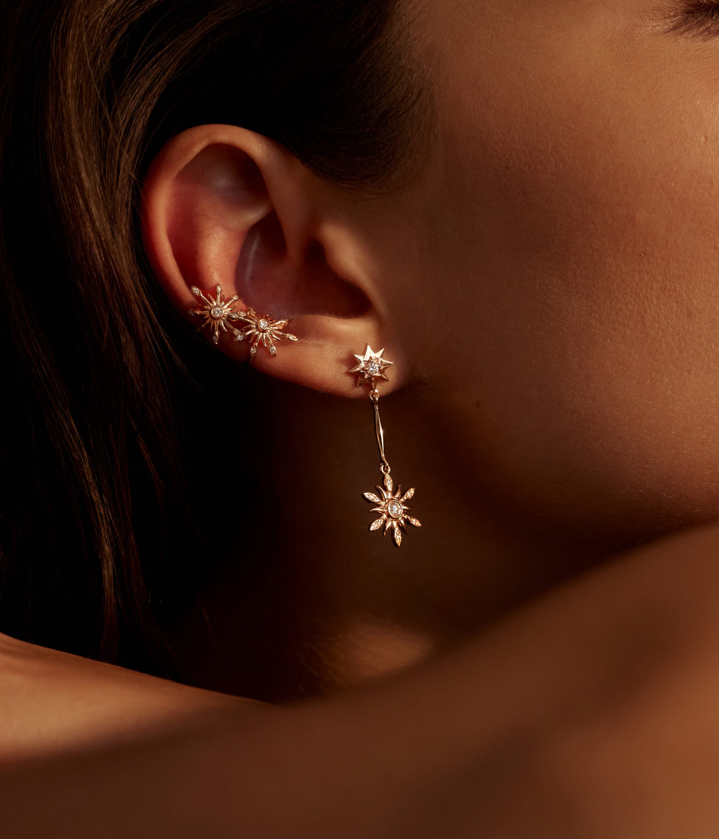 Sun Diamond Helix Earring