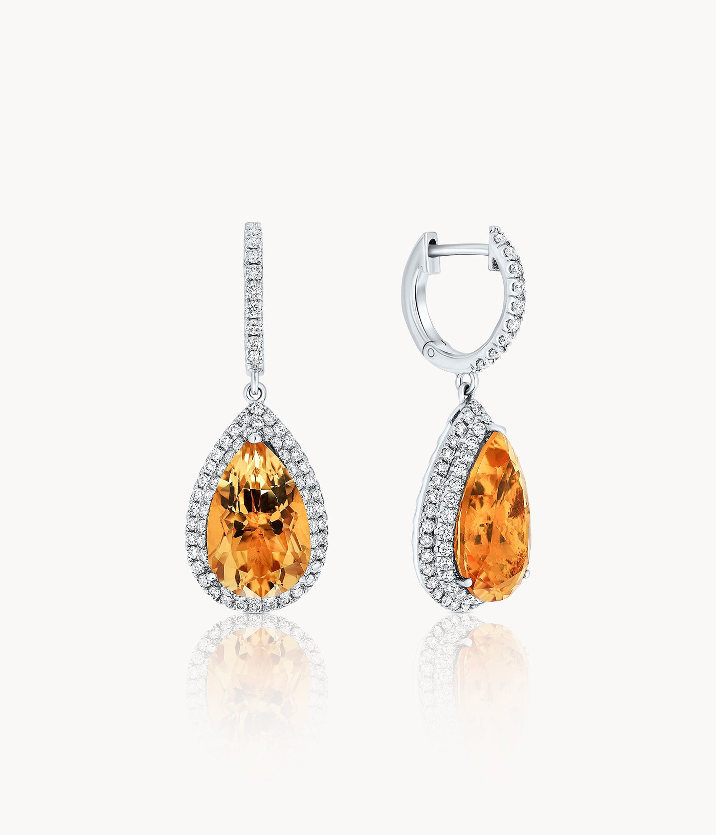 Pear Shape Citrine and diamond earrings