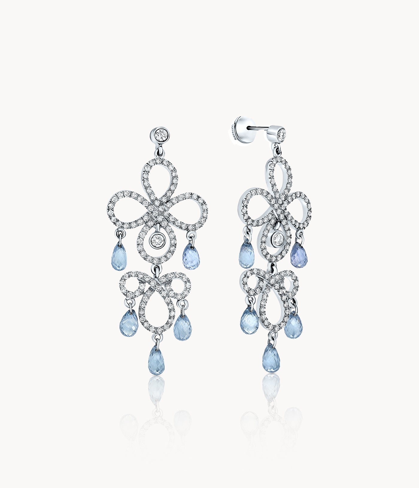 Sapphire Drops And Diamond Earrings