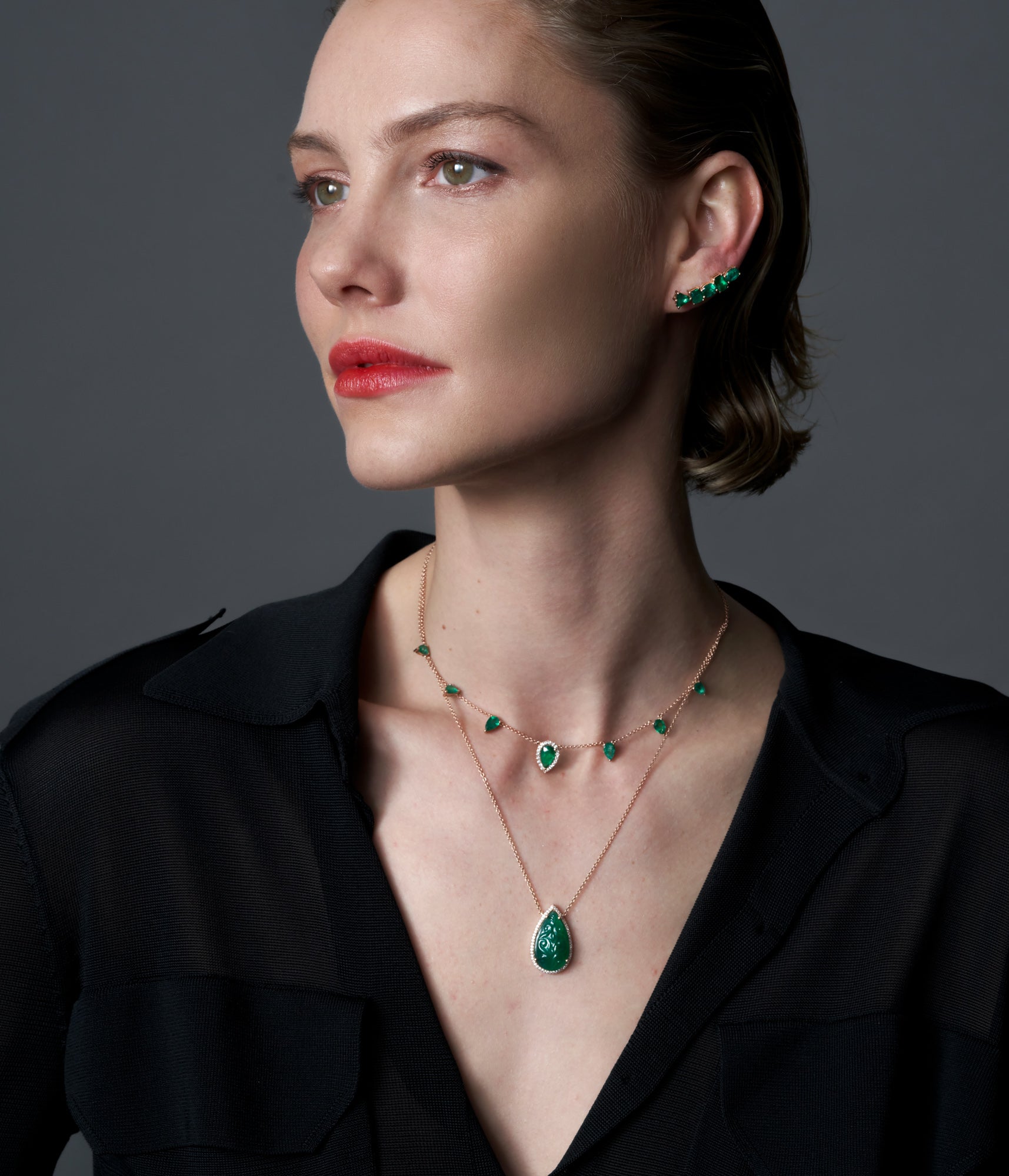 Green Onyx Pear Shape Necklace