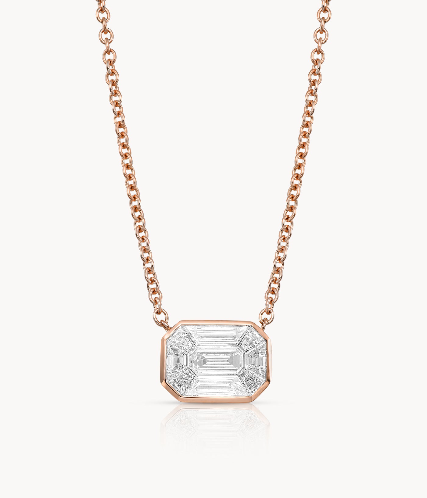 Emerald Cut Diamond Illusion Necklace