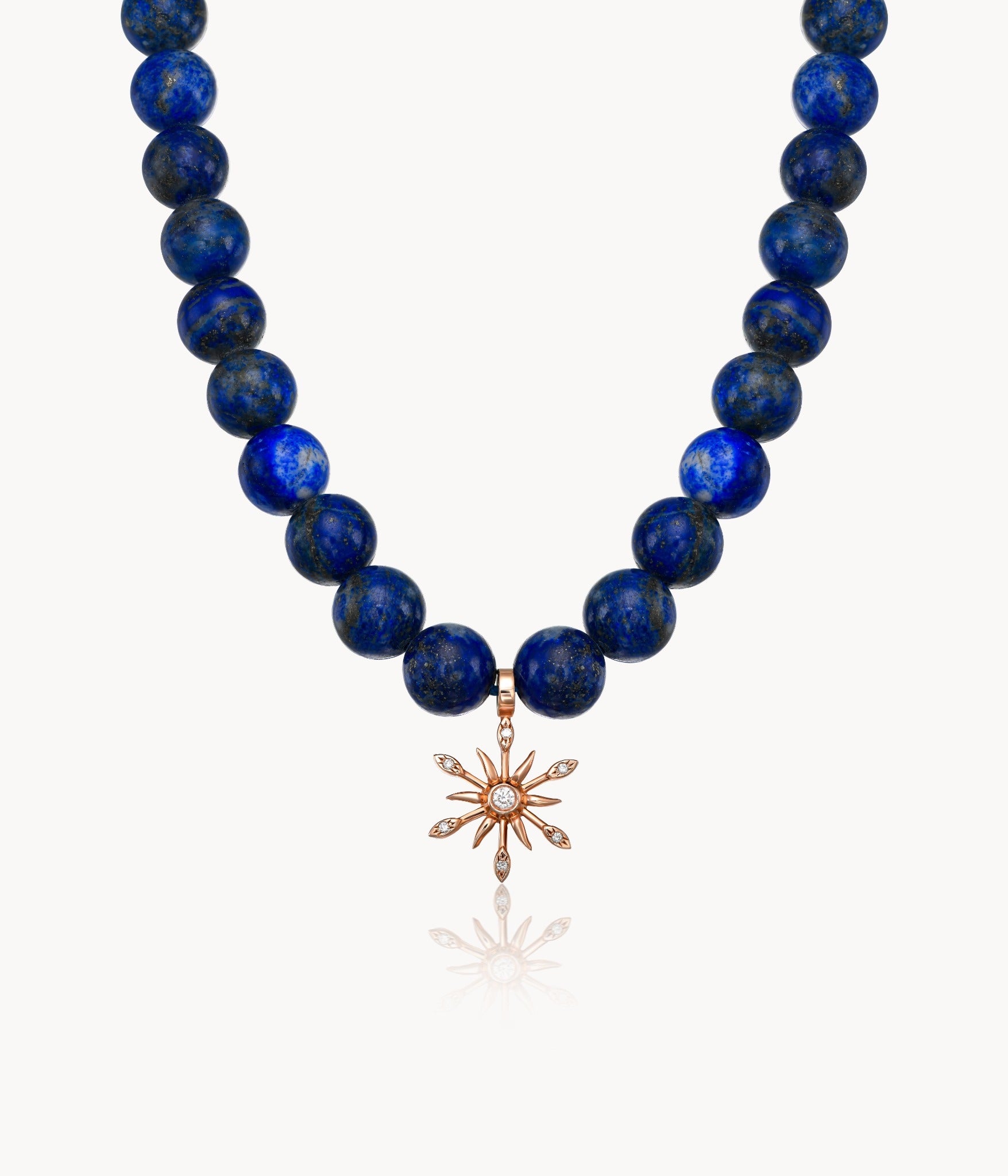 Lapis Necklace with Sun Diamond Charm