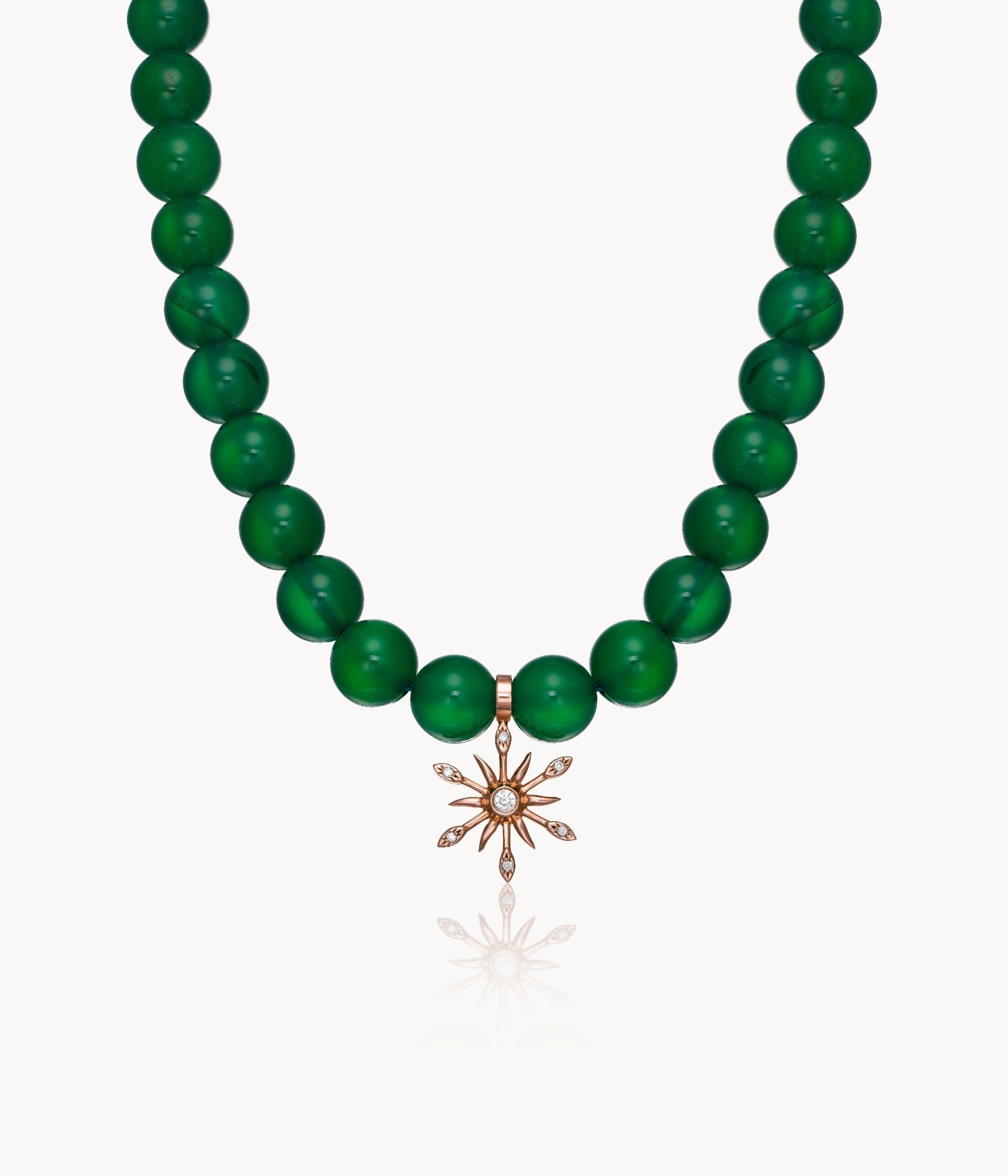 Agate Necklace with Sun Diamond Charm