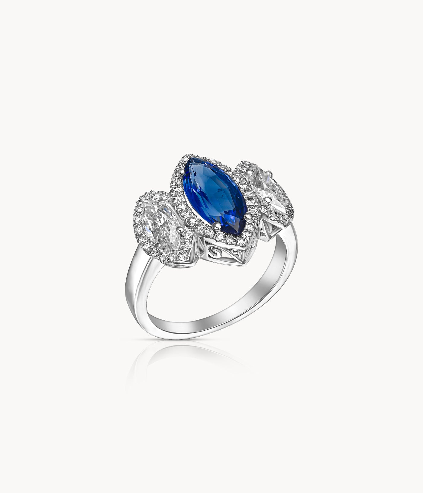 Blue Sapphire And Diamond Trio Ring