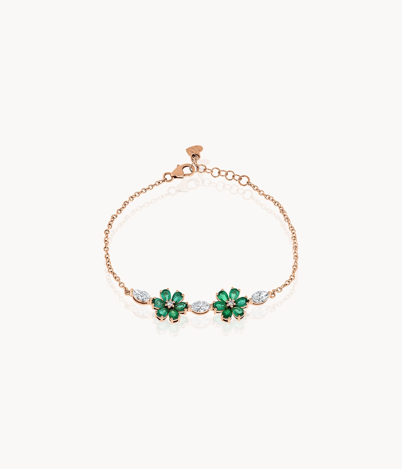 Pear Shape Emerald And Marquise Diamond Bracelet