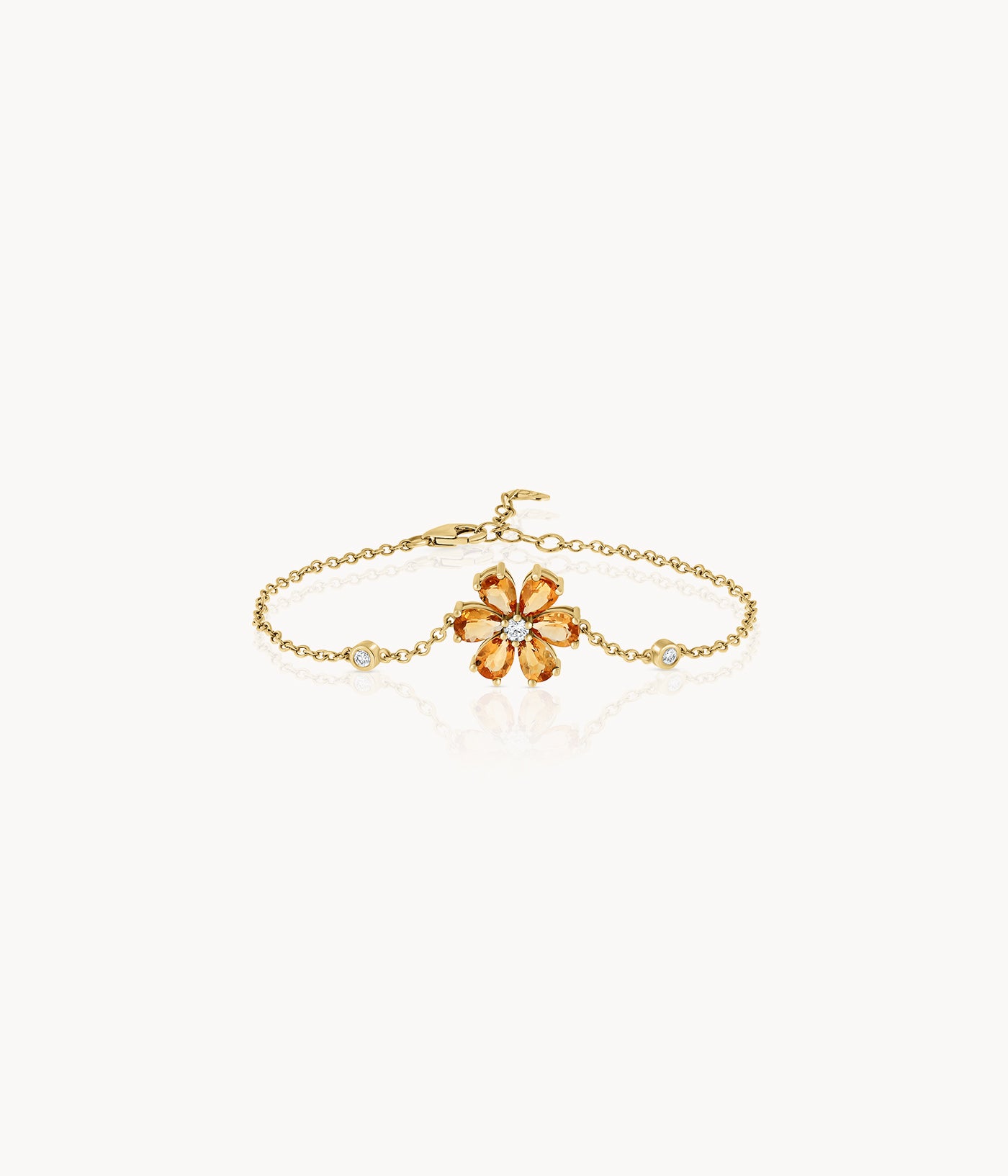 Citrine Flower Bracelet With Diamonds