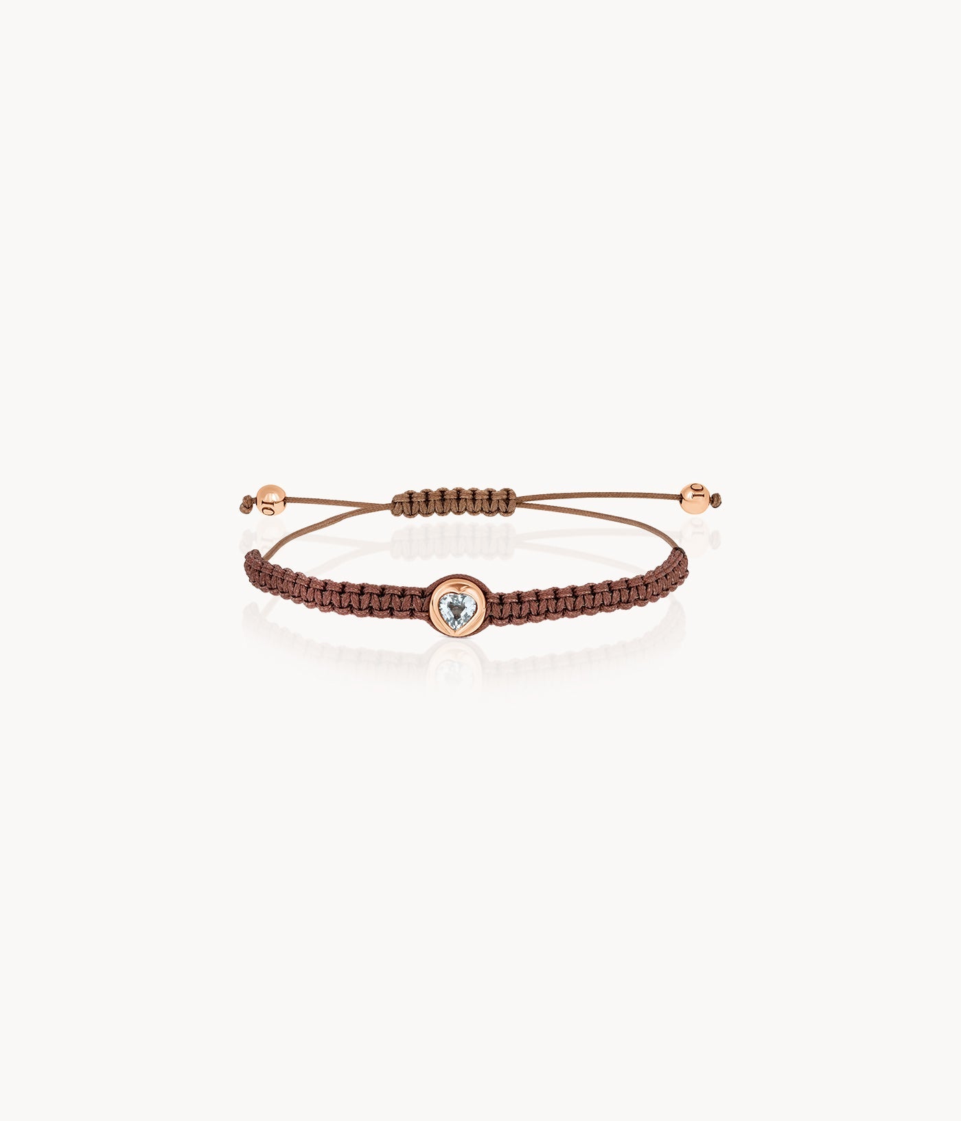 String Bracelet with Aquamarine Heart