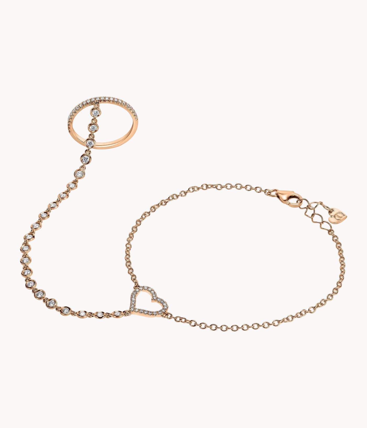 Diamond Heart Bracelet With a Ring