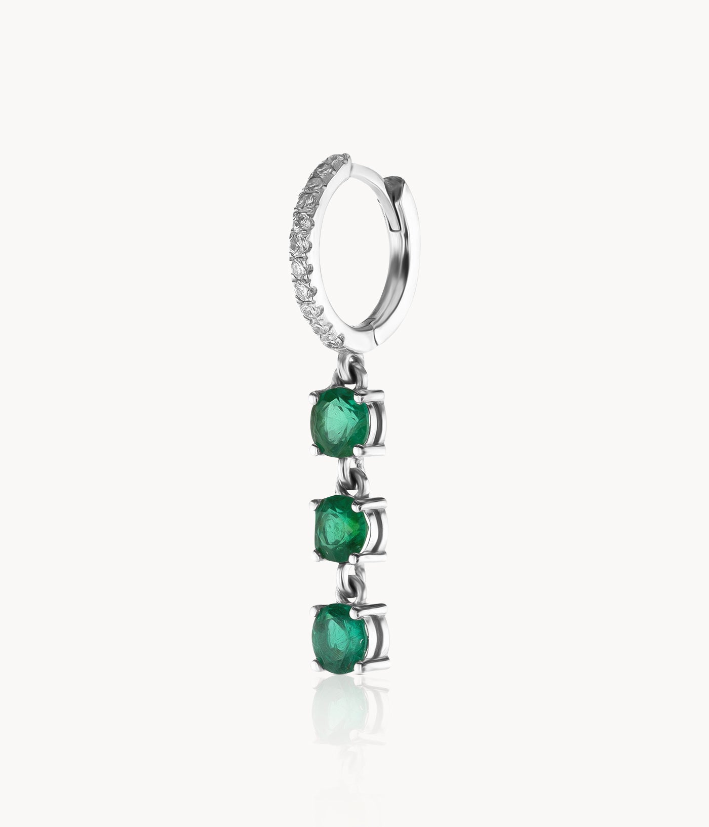 Single 3 Emerald Chandelier Earring