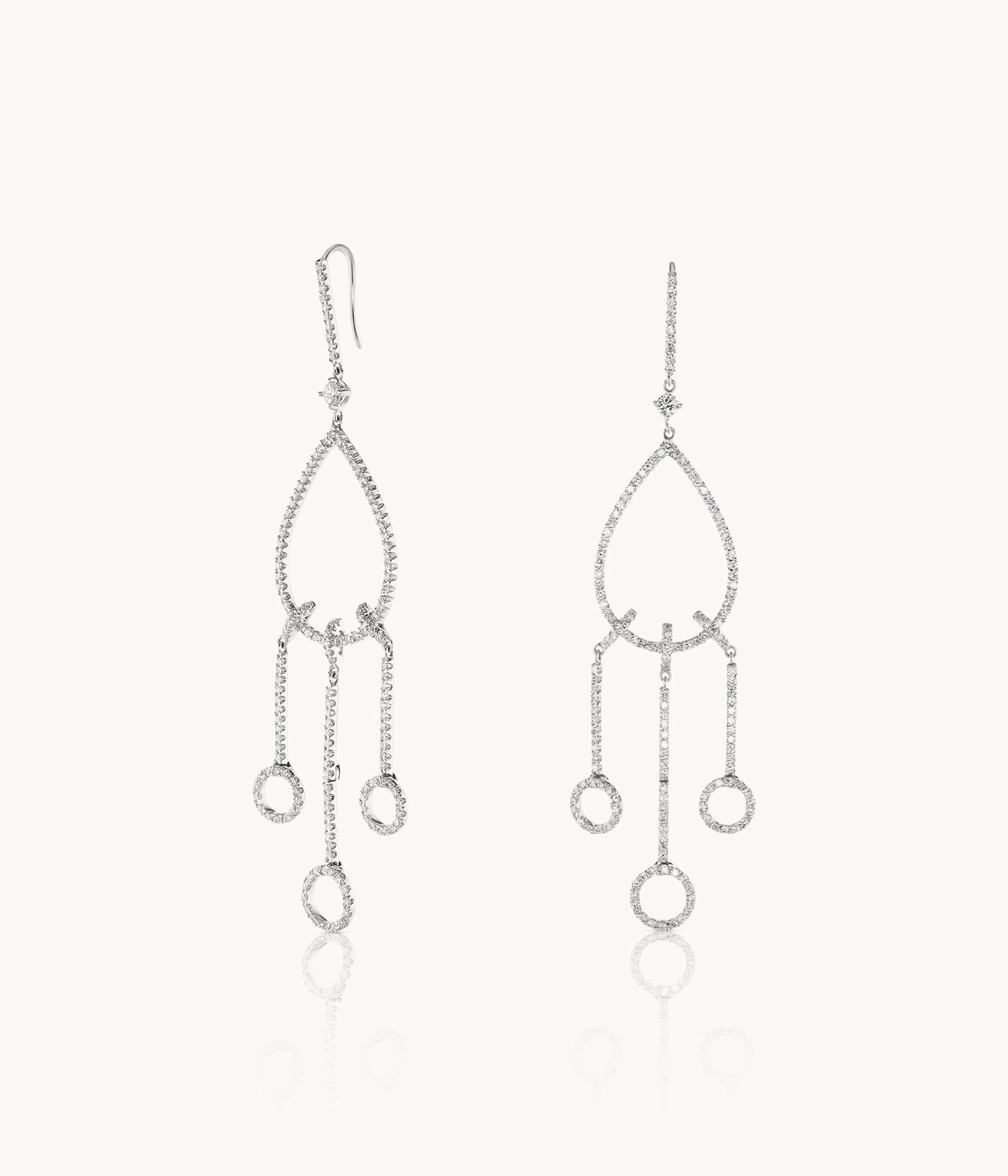 Diamond Three Strand Chandelier Earrings