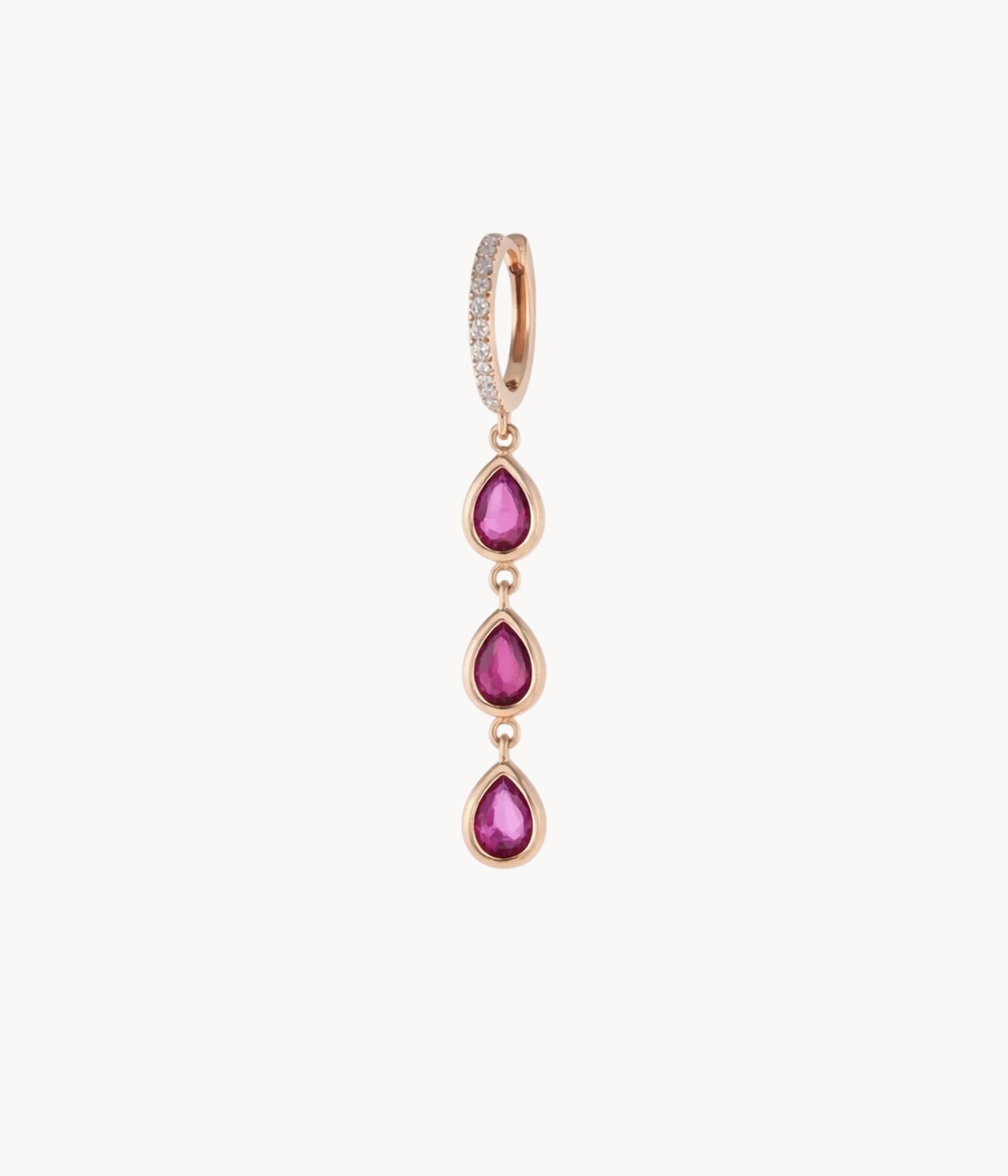Single Ruby Drop Earring