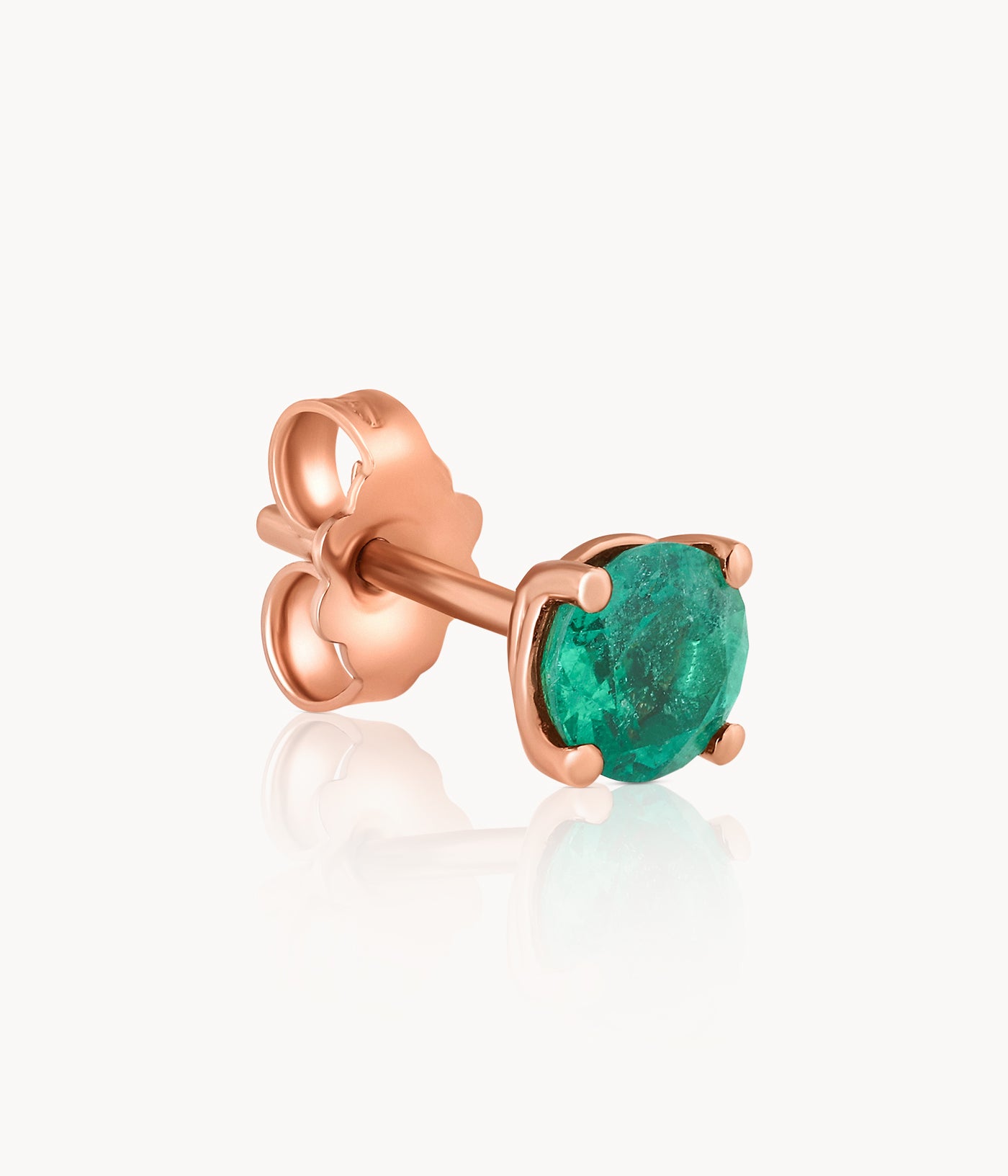 Single Emerald Round Stud Earring