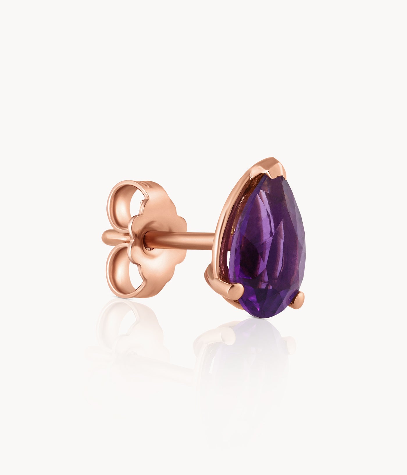 Single Pear Shape Amethyst Earring