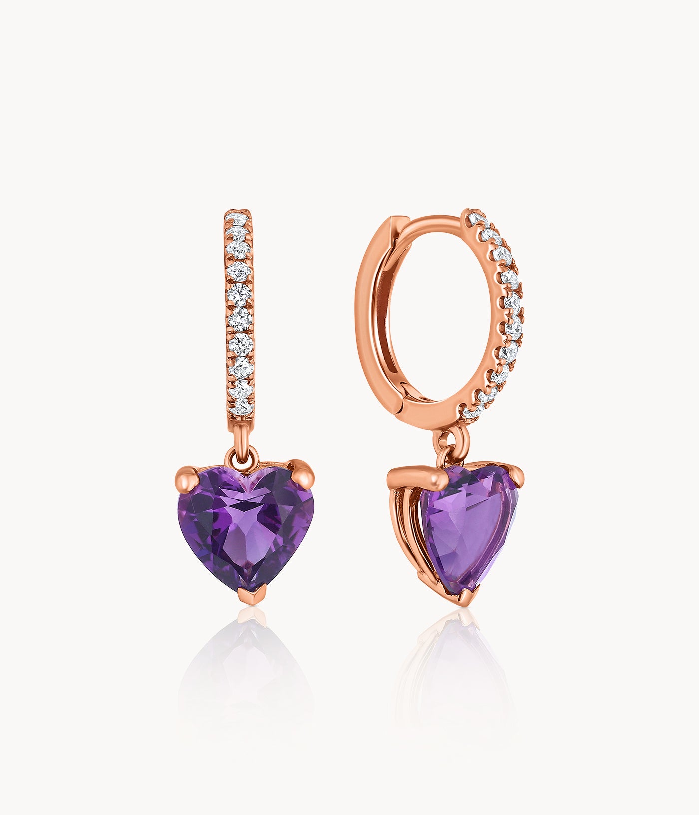 Amethyst Heart Gypsy Earring