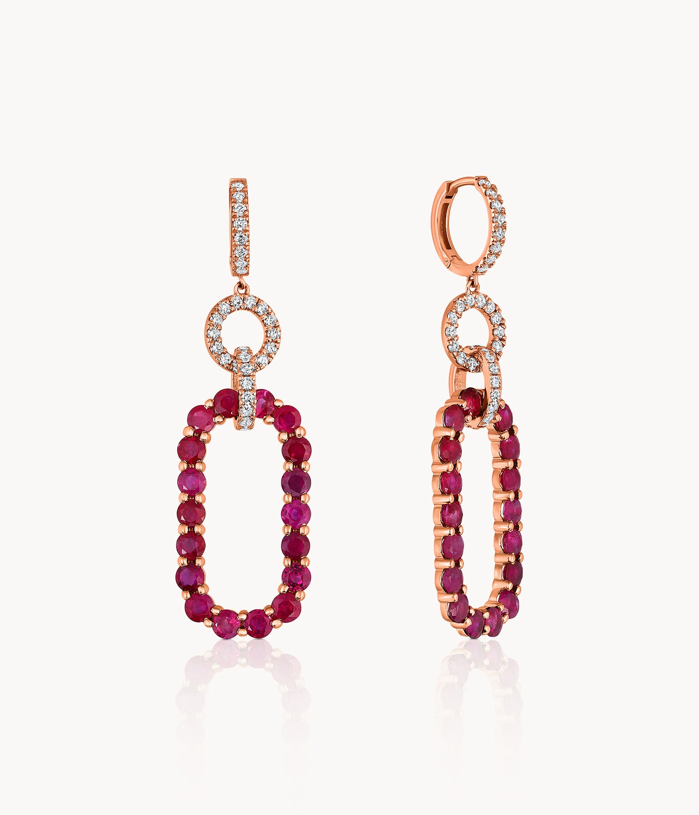 Rectangular Ruby Chandelier Earrings