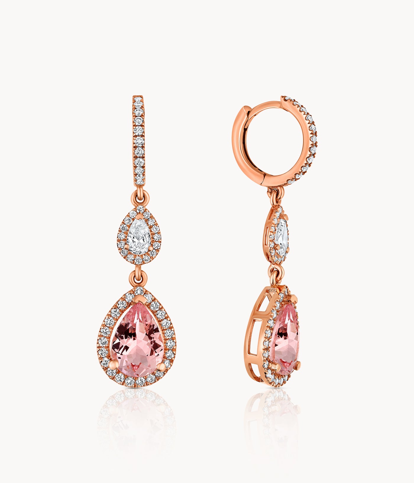 Morganite And Diamond Earrings
