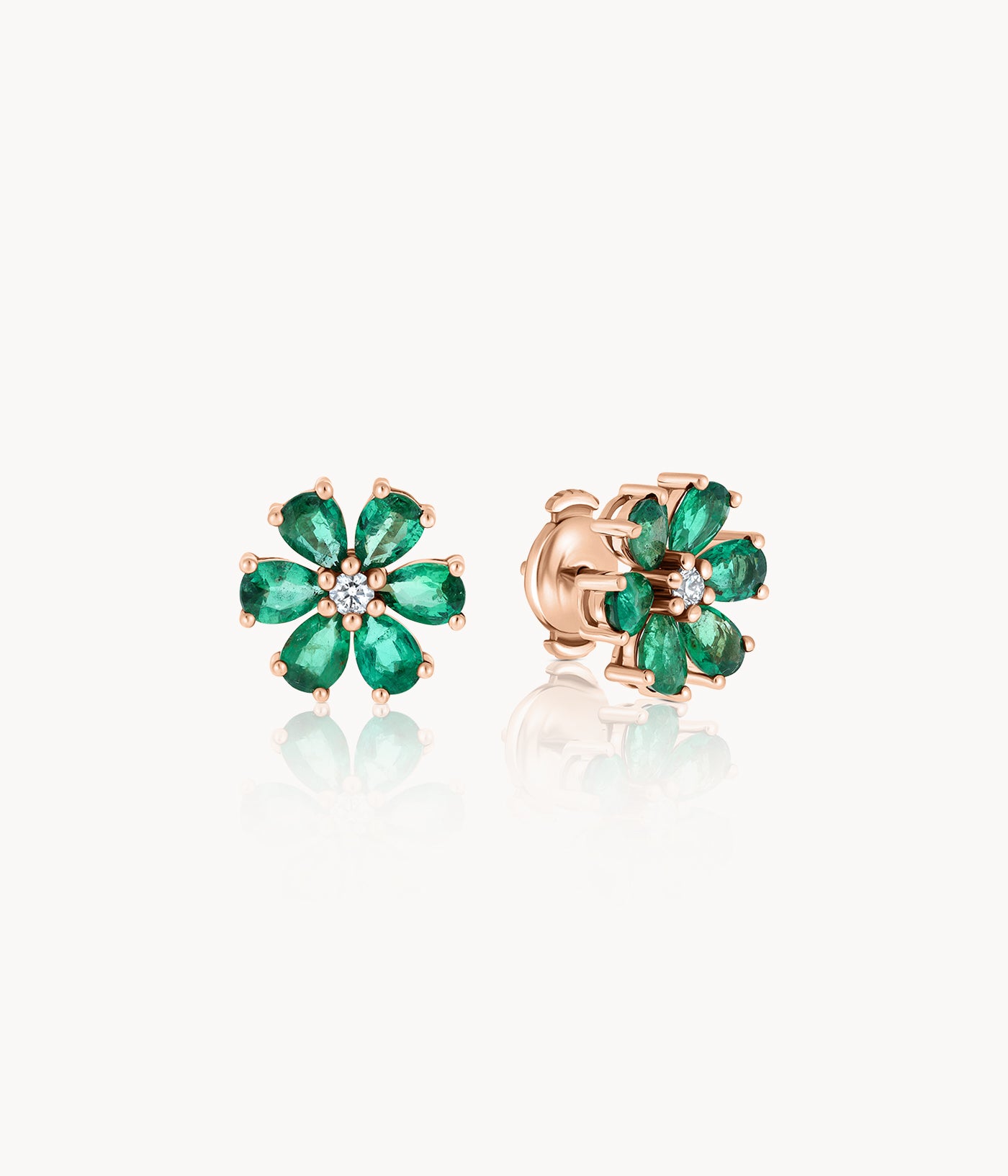 Emerald Flower Studs