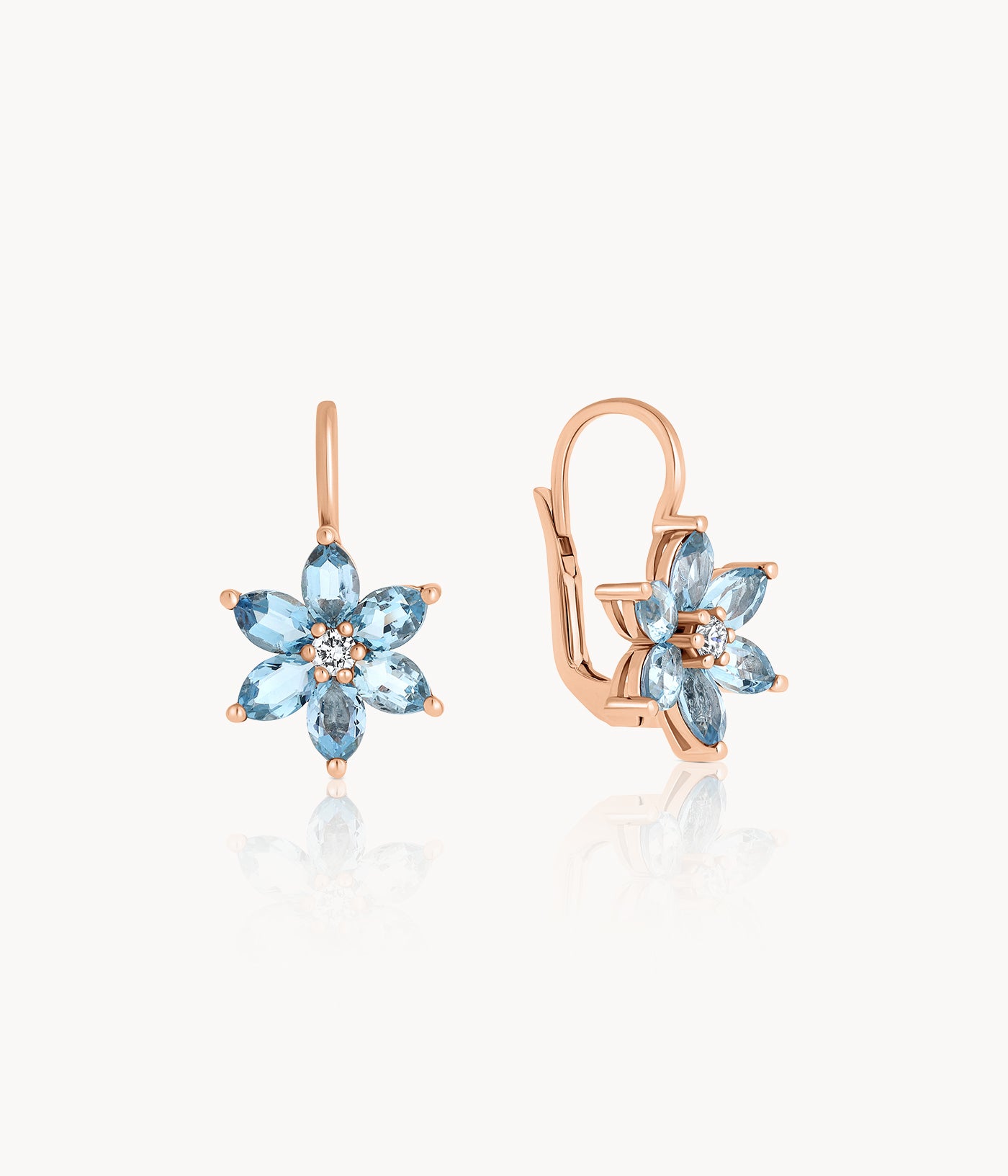 Marquise Aquamarine Flower Earrings