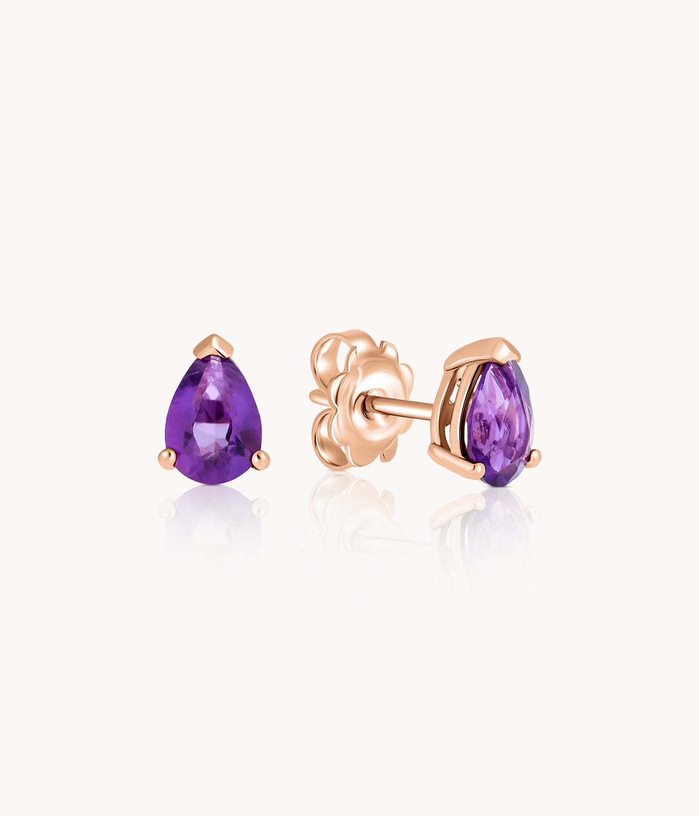 Pear Shape Amethyst Stud Earrings