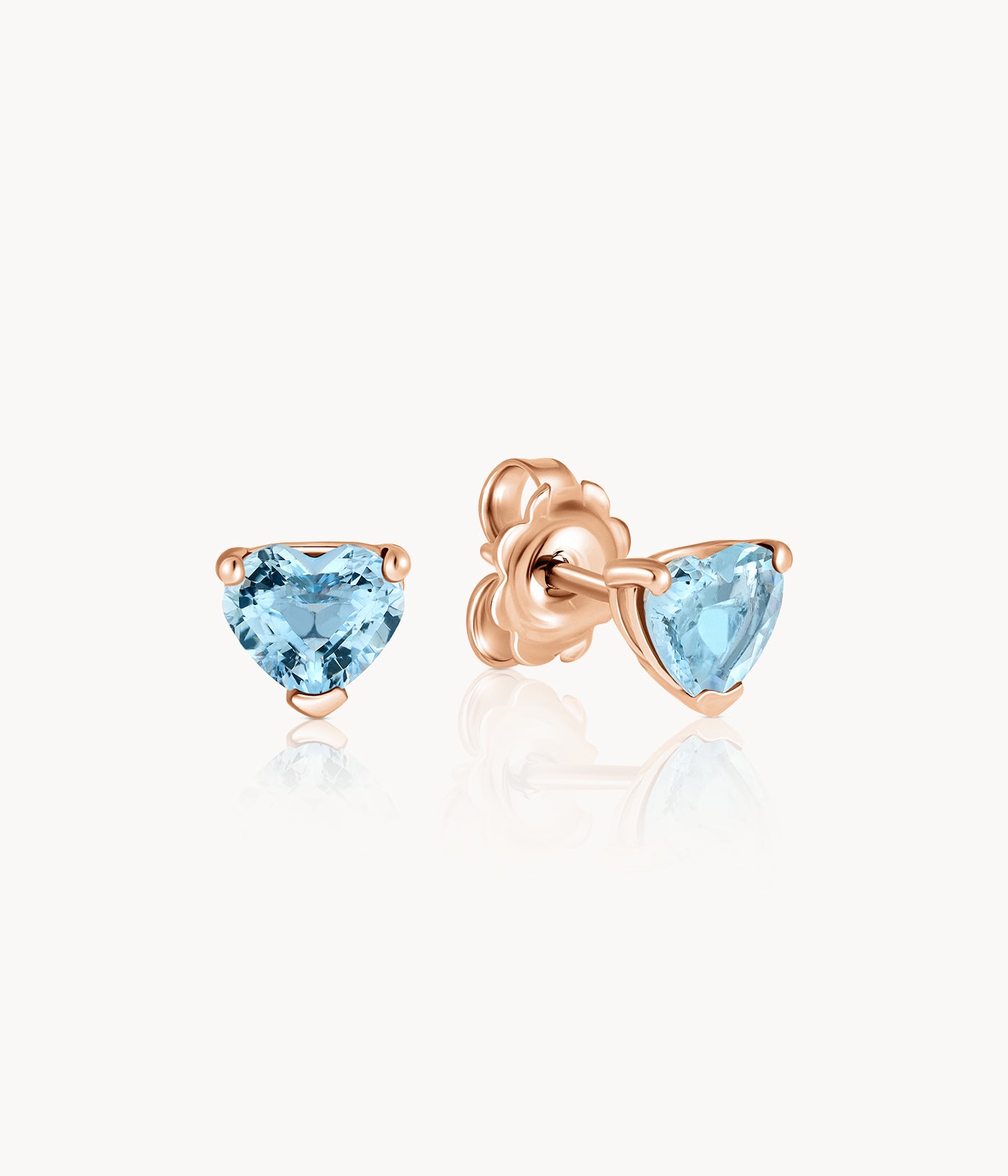 Heart Shape Aquamarine Stud Earrings