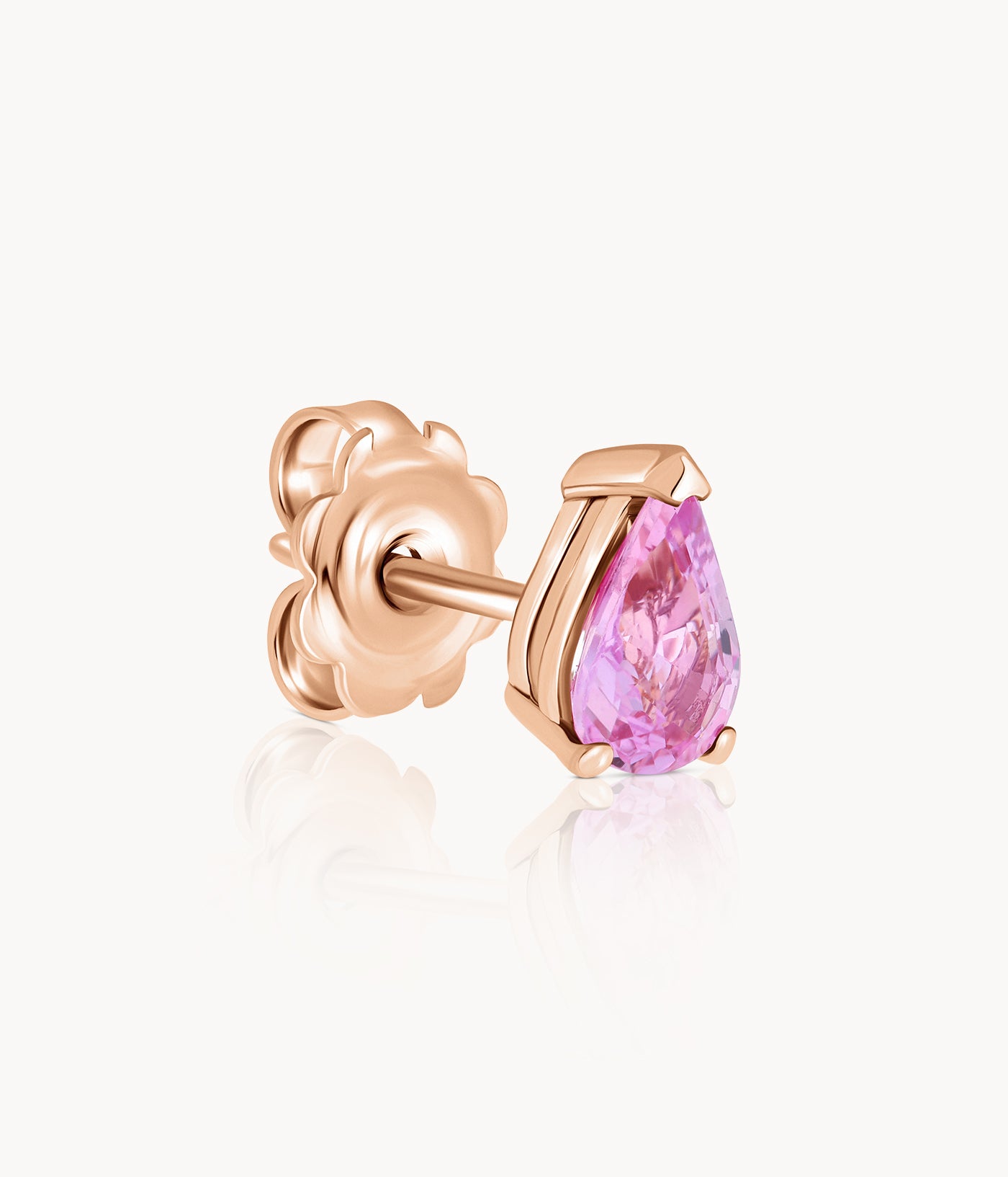 Single Pink Sapphire Stud Earring