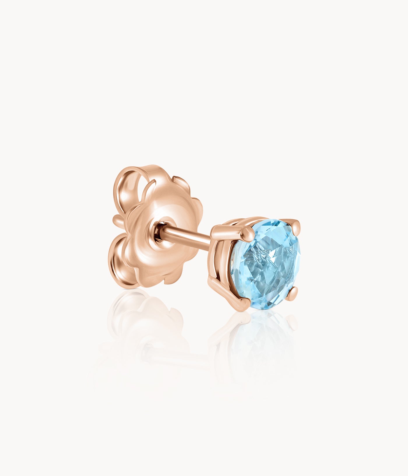 Single Round Aquamarine Stud Earring