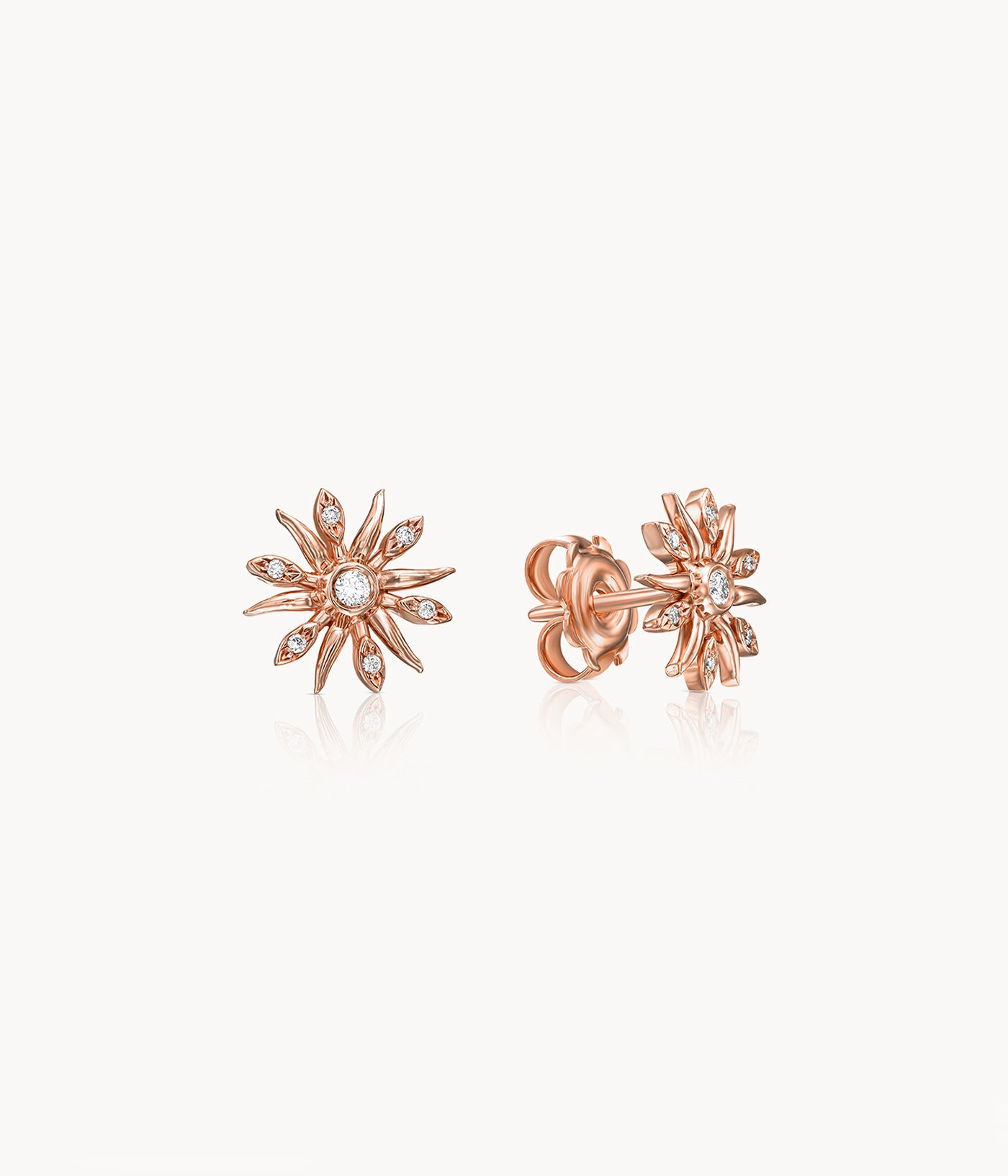 Diamond Sun Stud Earrings