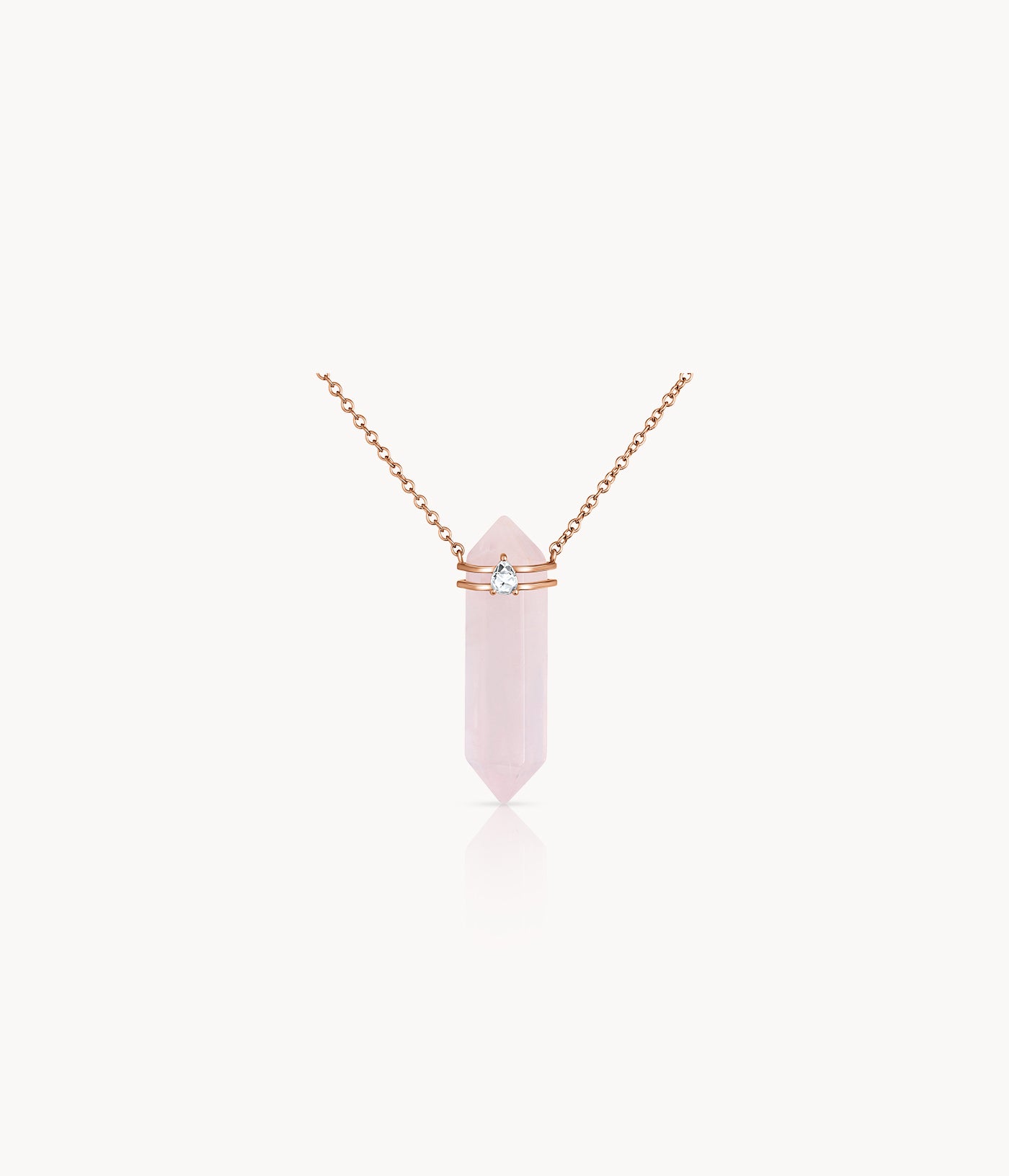 Rose Quartz And Diamond Crystal Necklace