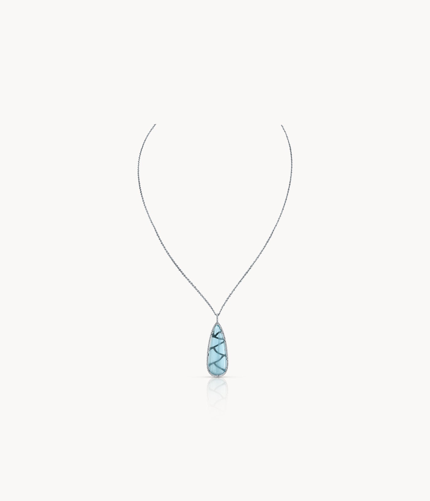 Aquamarine Cabochon Drop Necklace