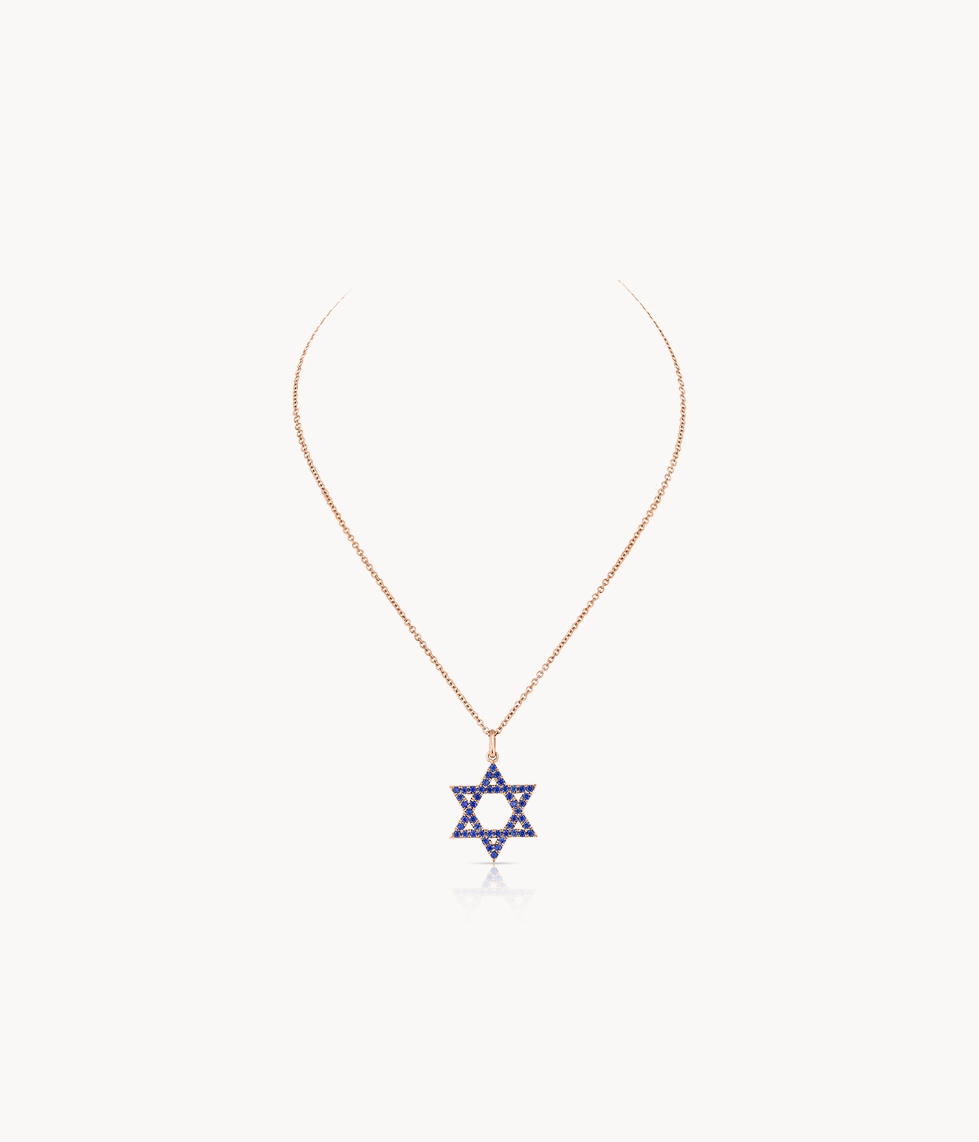 Blue Sapphire Star Of David Necklace