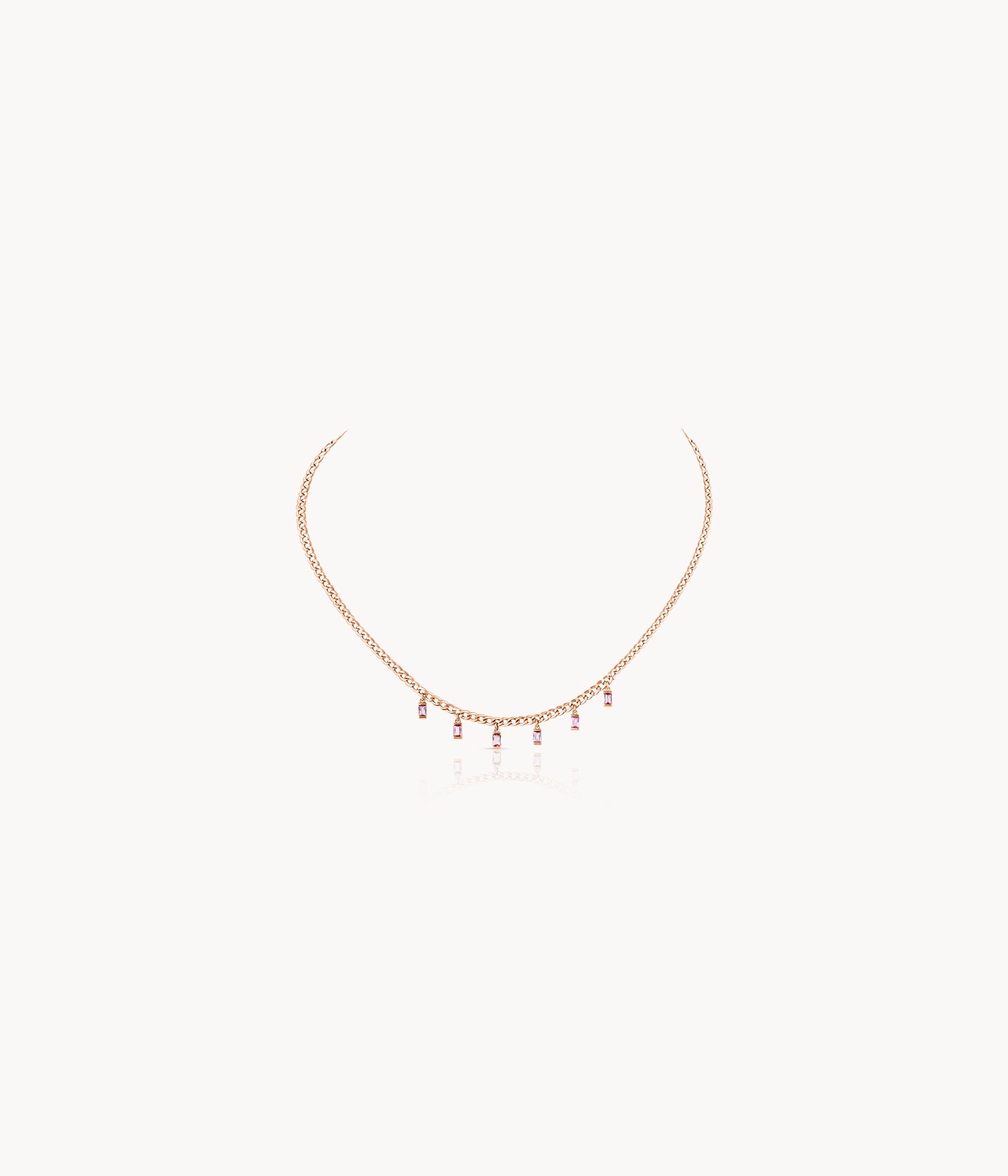 Pink Sapphire Chain Necklace