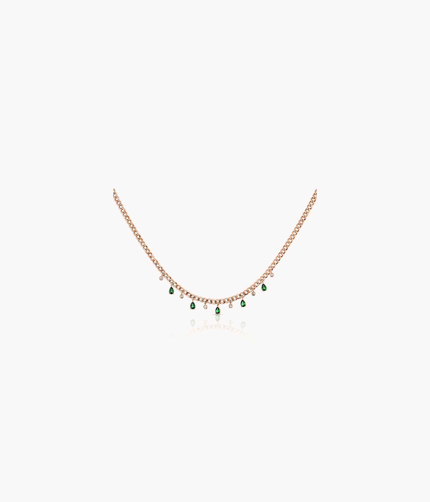 Green Garnet And Diamond Chain Necklace